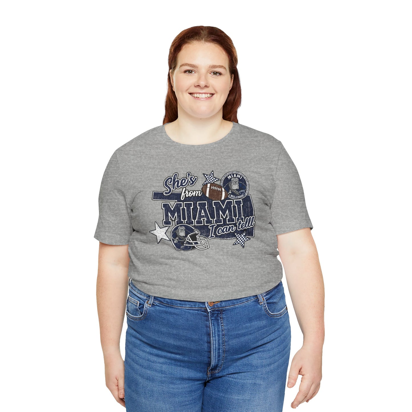 She's From Miami Graphic Tee — Retro Football Fan Shirt
