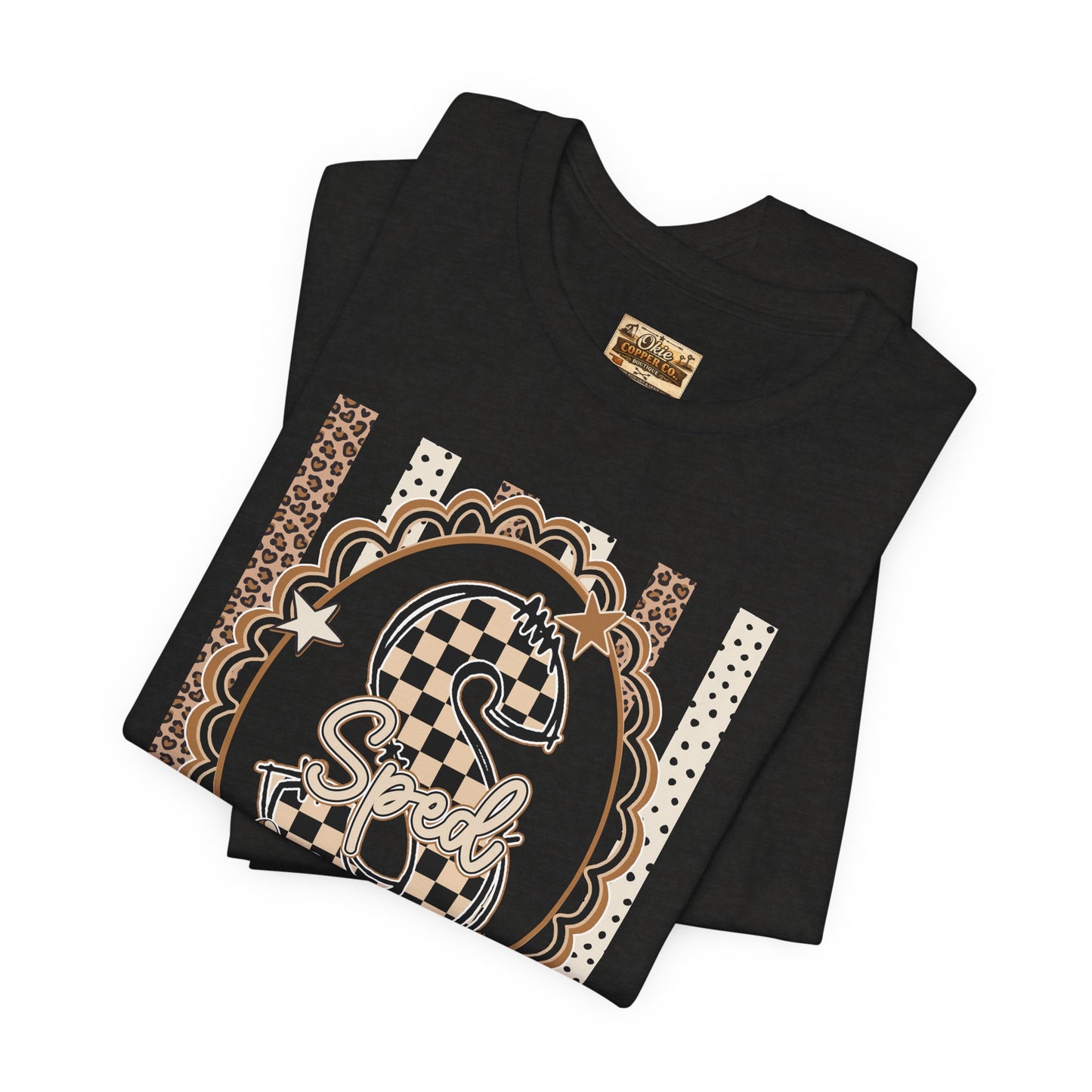 Sped S Monogram Tee — Checkerboard Leopard Graphic T-Shirt