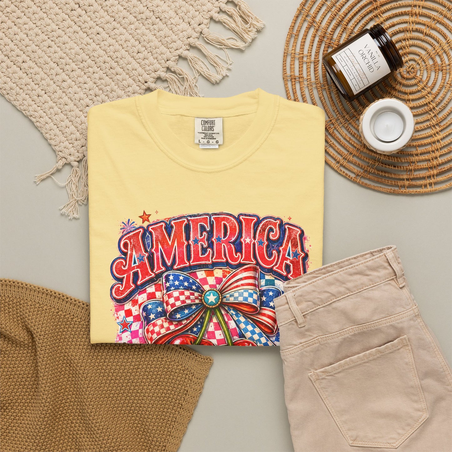 America Cherry Graphic T-Shirt — Patriotic 4th of July Tee