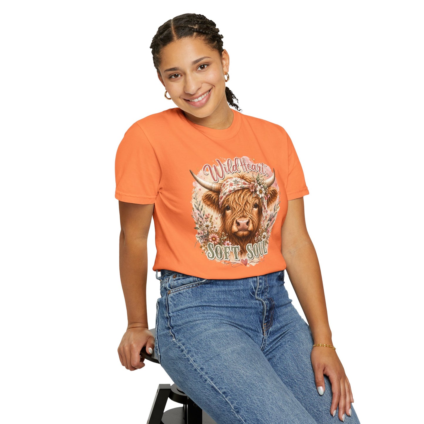 T-Shirt — “Wild Heart, Soft Soul” Highland Cow Graphic Tee