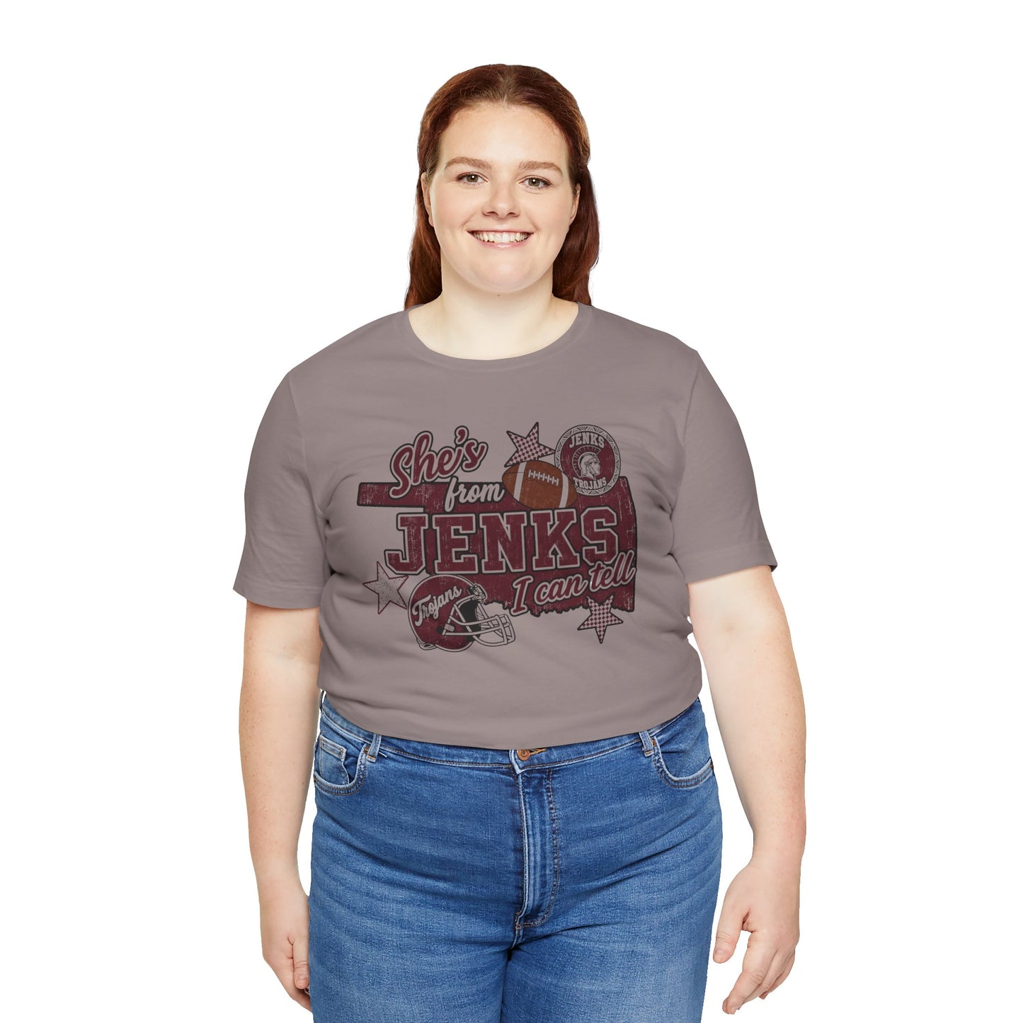 She's from Jenks Tee — Vintage High School Football Graphic T-Shirt