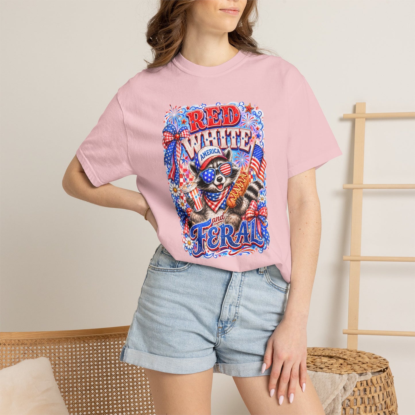 Patriotic "Red White Feral" Graphic T-Shirt