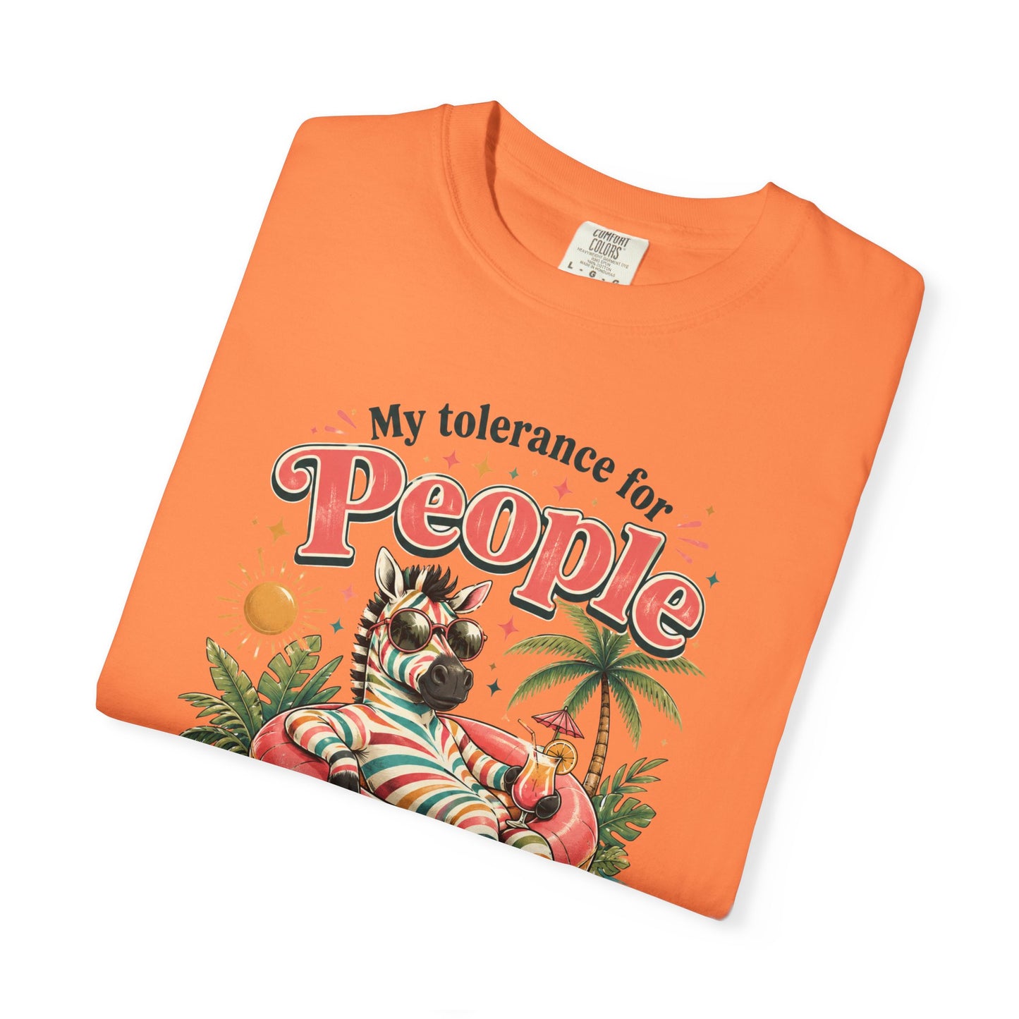 "My Tolerance for People Lasts This Long" Retro Cat Pool Float Graphic Tee