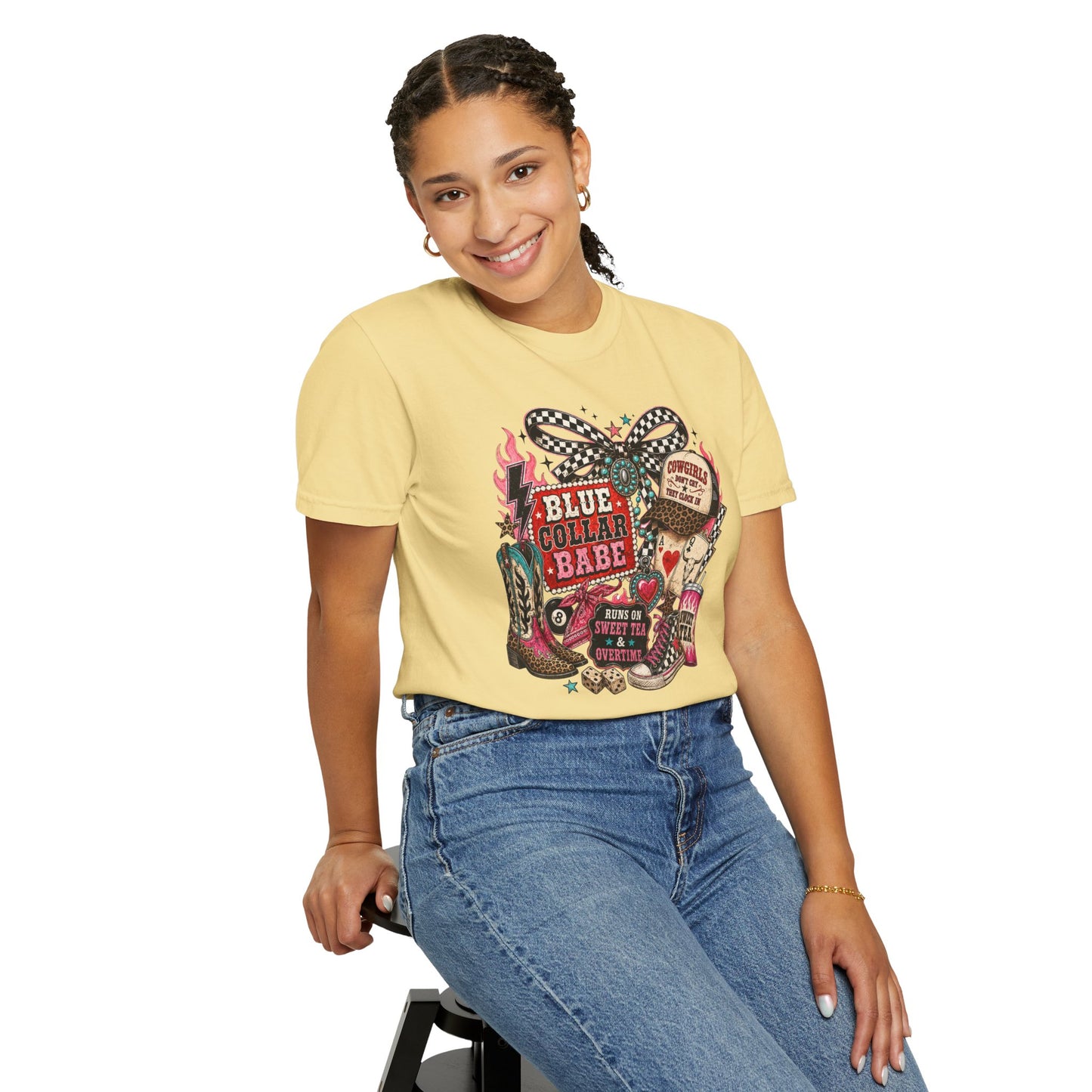 Blue Collar Babe T-Shirt — Retro Cowgirl Graphic Tee