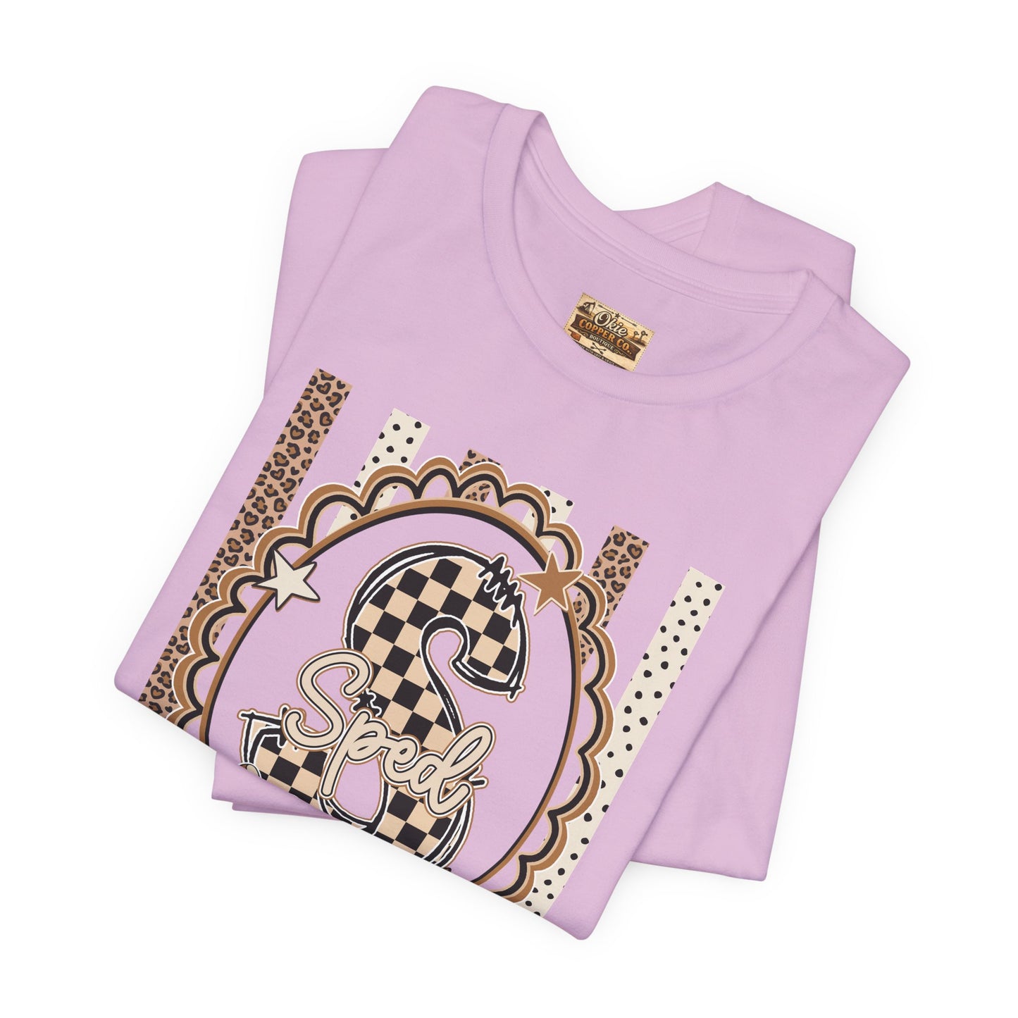 Sped S Monogram Tee — Checkerboard Leopard Graphic T-Shirt