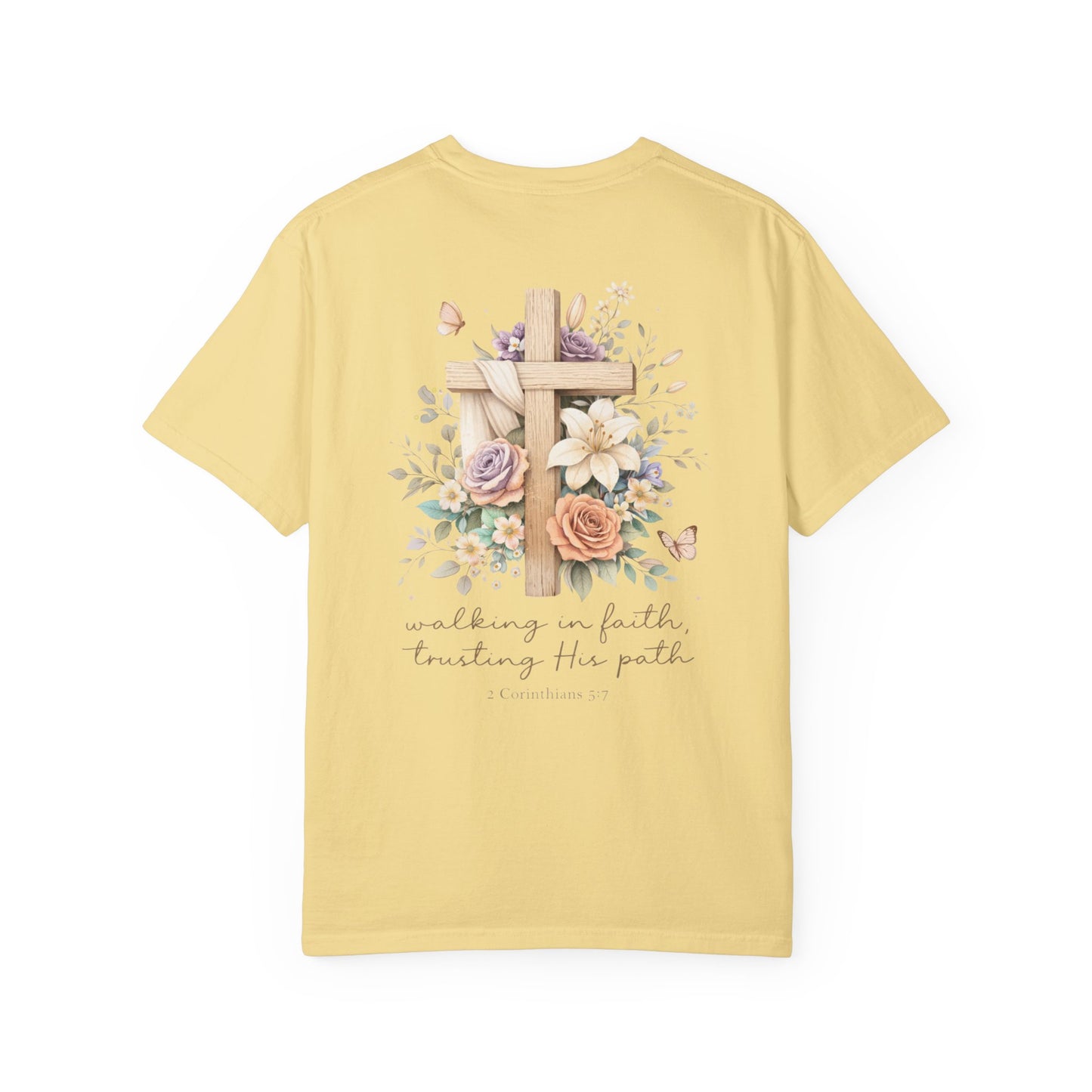 Jesus Is the Light T-Shirt — Floral Cross Christian Tee (Walking in Faith)