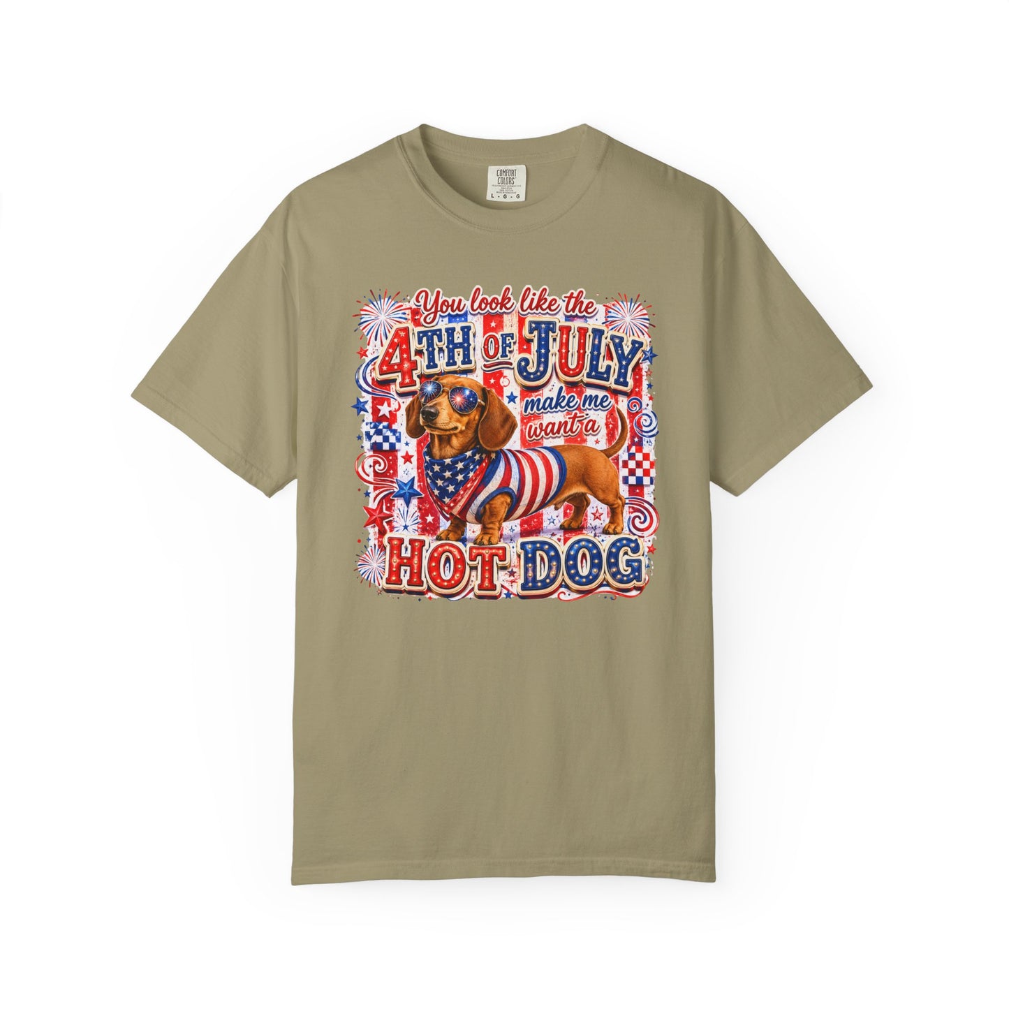 4th of July Hot Dog Dachshund T-Shirt – Patriotic Funny BBQ Tee