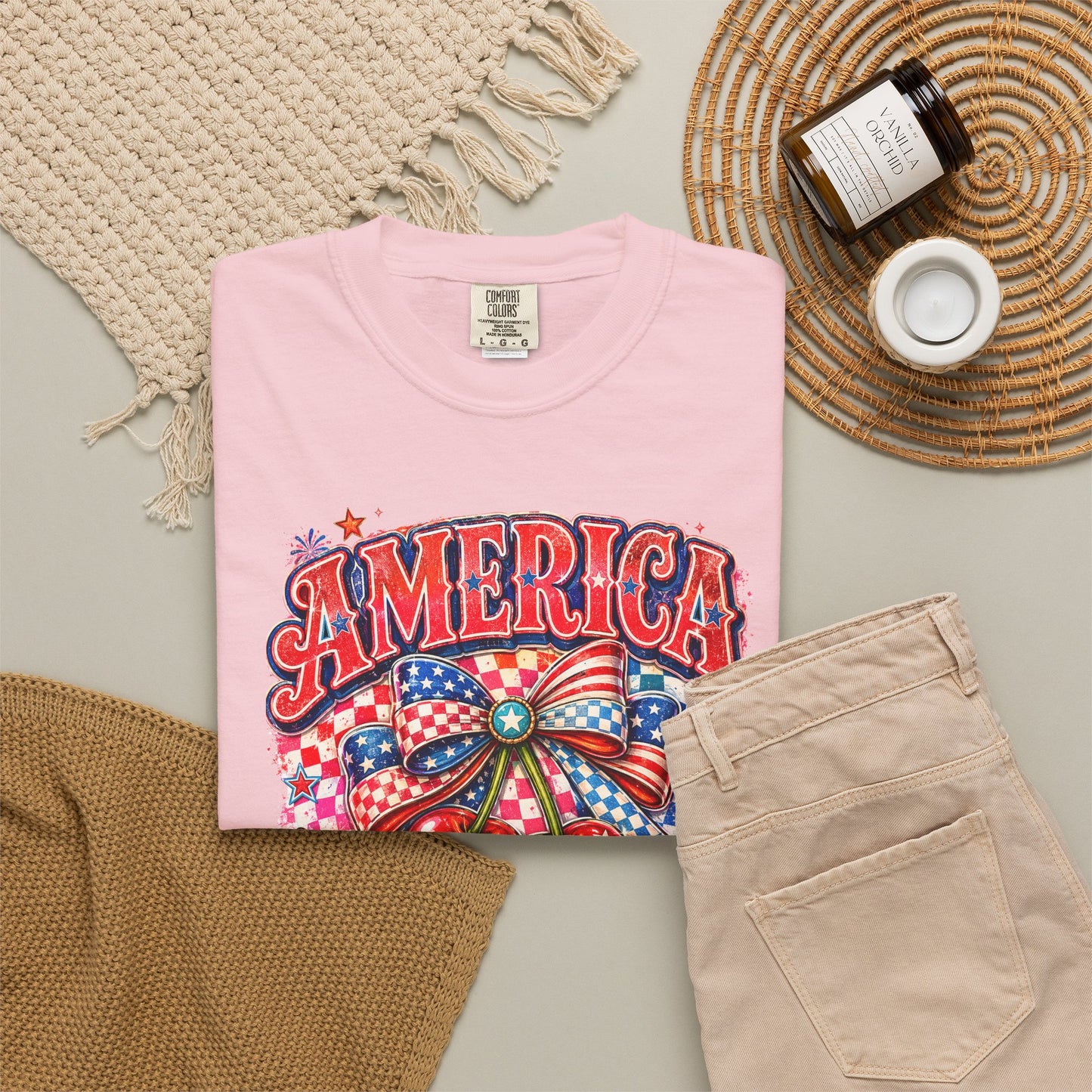 America Cherry Graphic T-Shirt — Patriotic 4th of July Tee