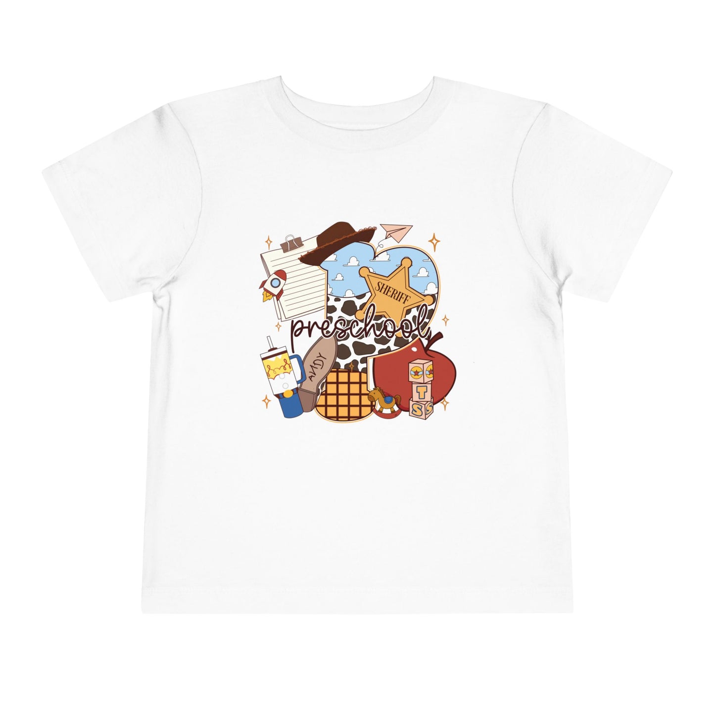 Preschool Adventures Toddler Tee – Cute School Bus, Star & Backpack Graphic Shirt