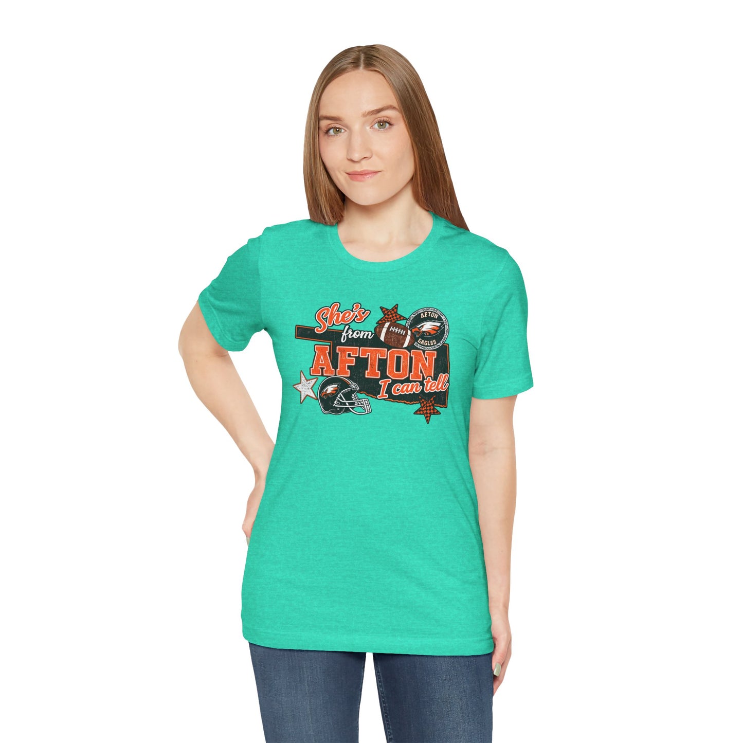 Afton Football Town Retro Graphic Tee — "Shes from Afton I can too"