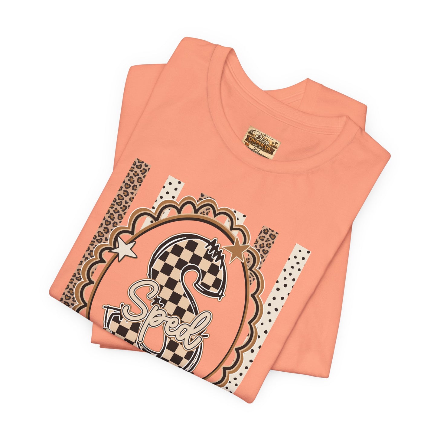 Sped S Monogram Tee — Checkerboard Leopard Graphic T-Shirt