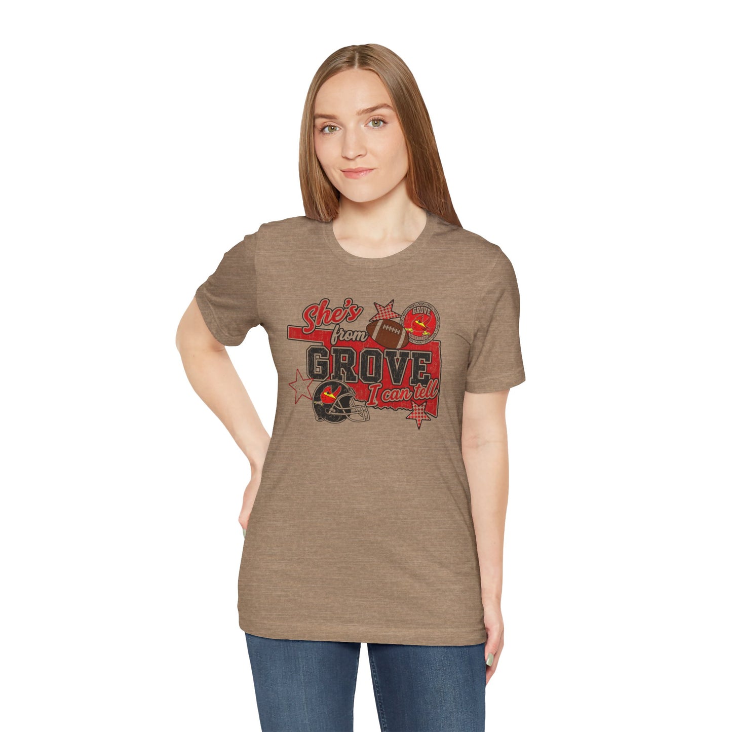 She's From Grove I Can Tell T-Shirt — Grove Football Fan Tee