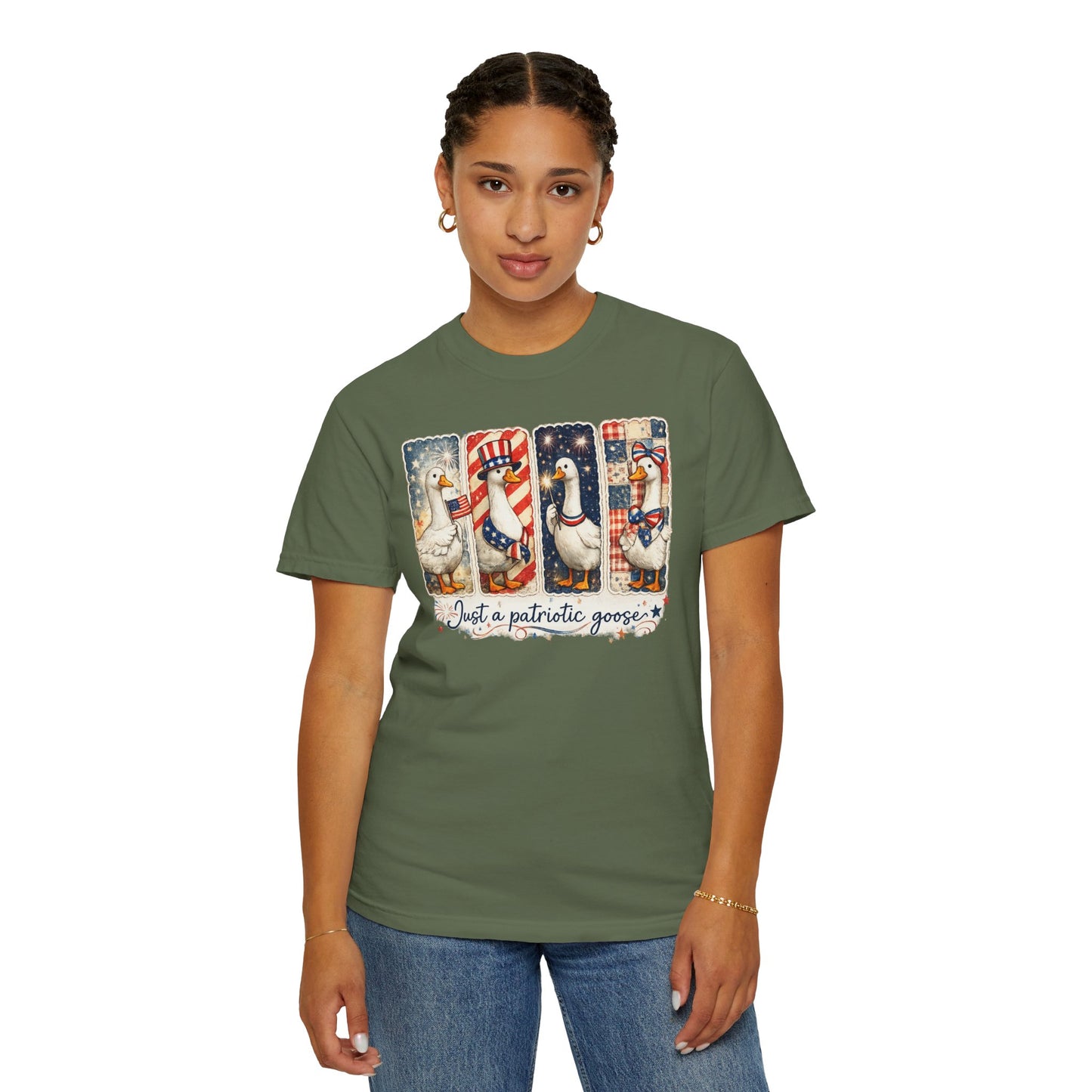 Patriotic Goose T-Shirt — "Just a patriotic goose" Americana Tee
