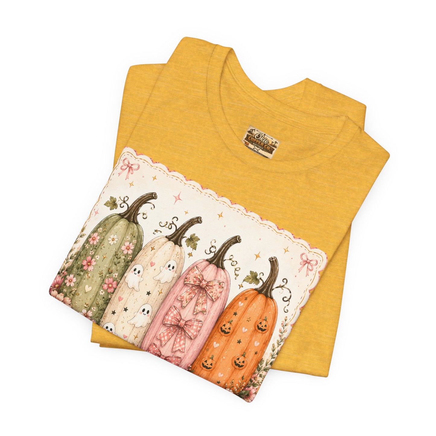 Vintage Floral Pumpkin Tee — Autumn Harvest Graphic T-Shirt