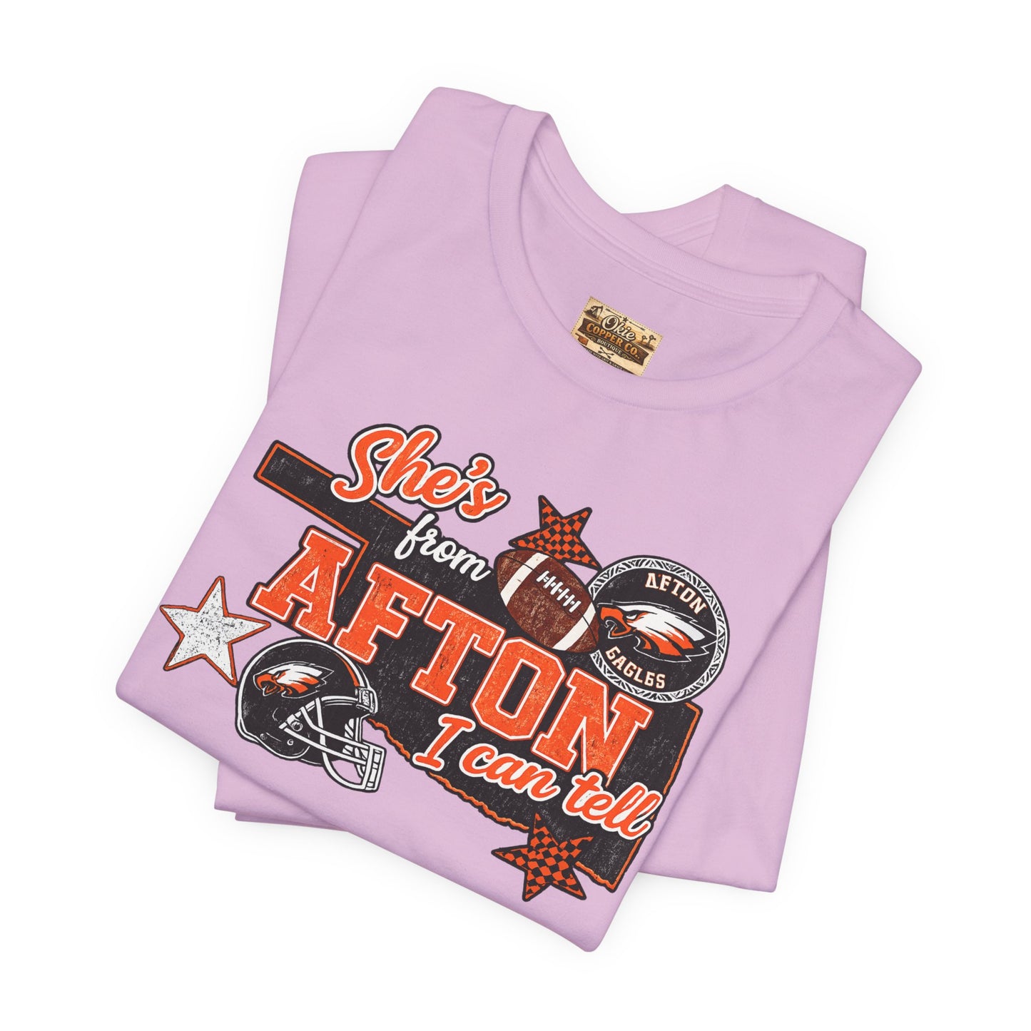 Afton Football Town Retro Graphic Tee — "Shes from Afton I can too"