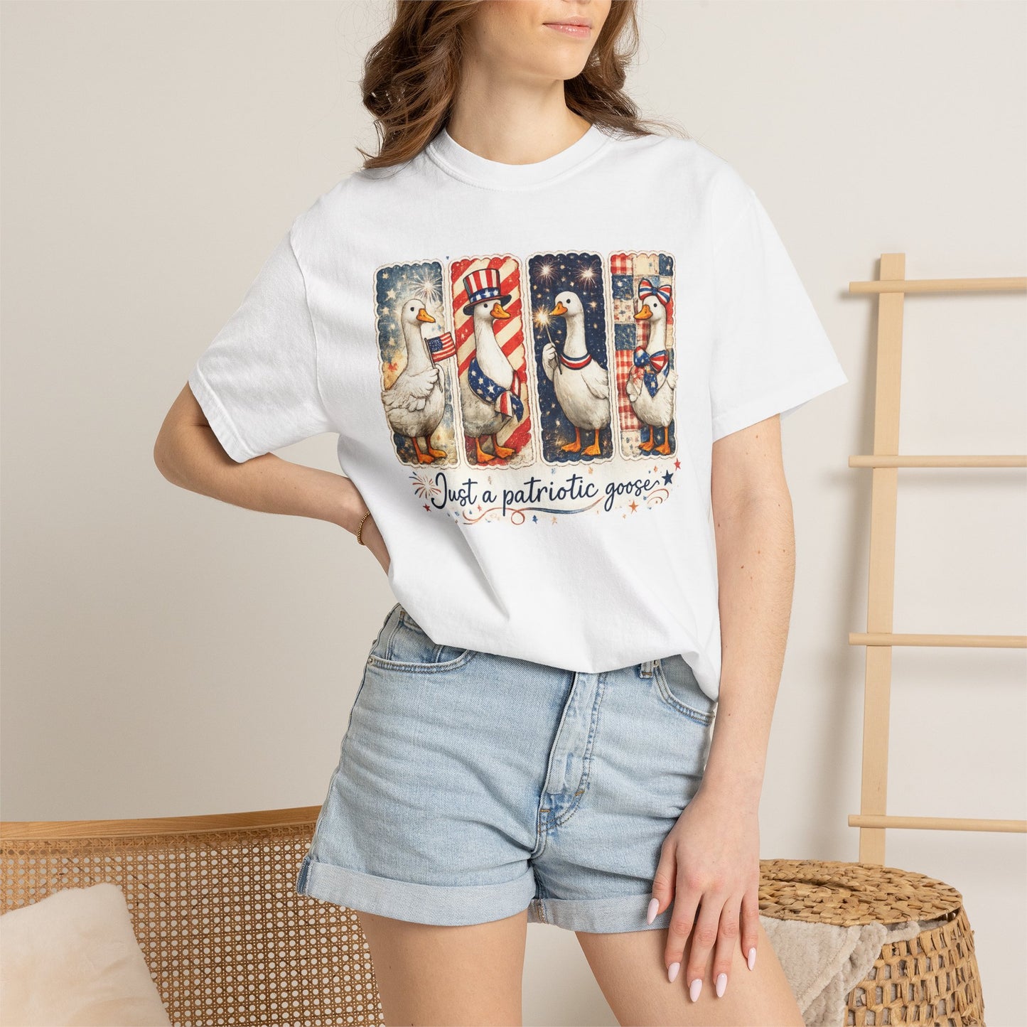 Patriotic Goose T-Shirt — "Just a patriotic goose" Americana Tee