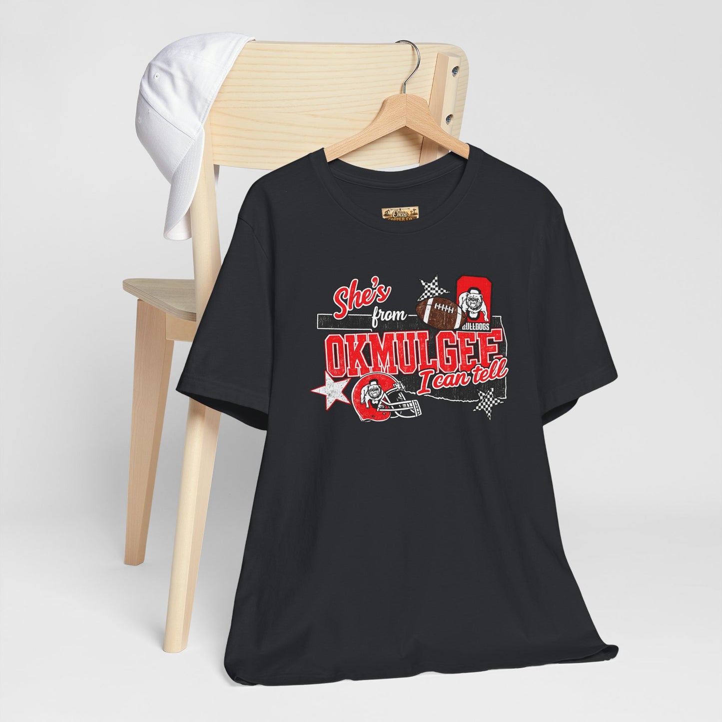 Okmulgee Cardinals Football Tee — She’s From Okmulgee Design