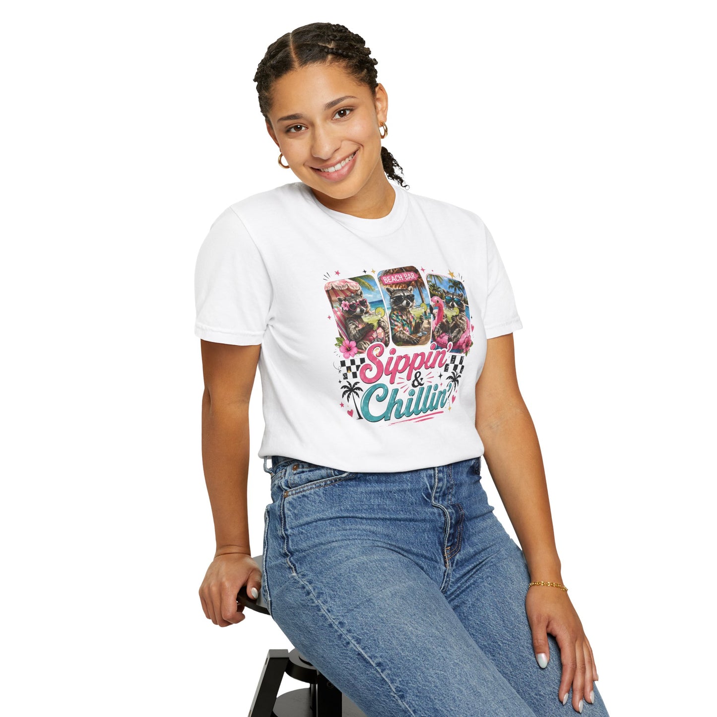 Sippin' & Chillin' T-Shirt — Retro Tropical Drink Graphic Tee