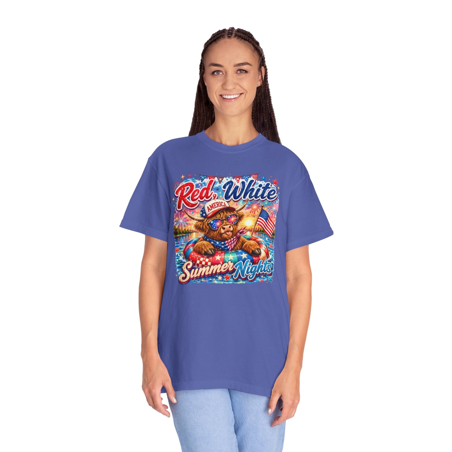 Red, White & Summer Nights T-Shirt — Patriotic Fourth of July Bear Graphic Tee