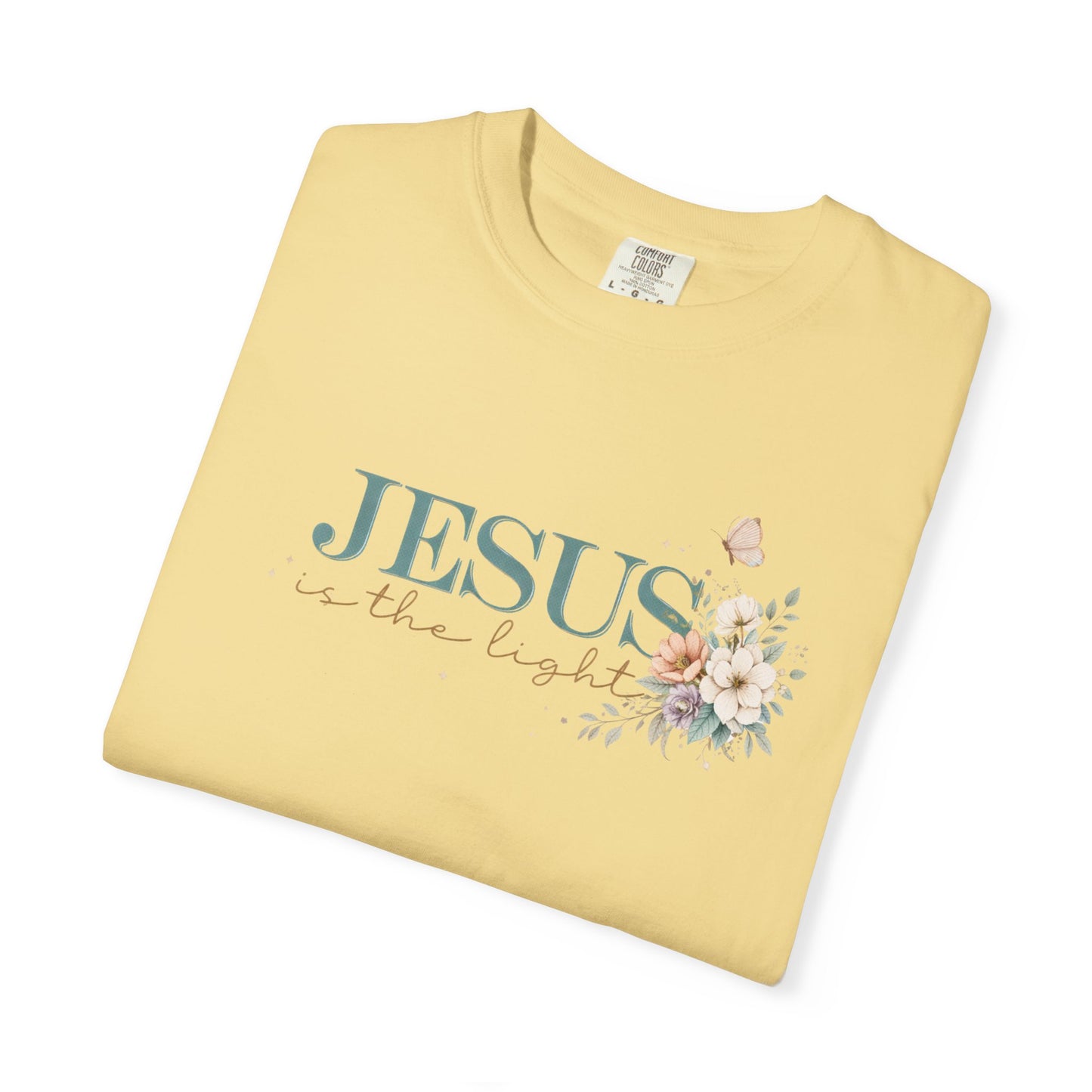 Jesus Is the Light T-Shirt — Floral Cross Christian Tee (Walking in Faith)