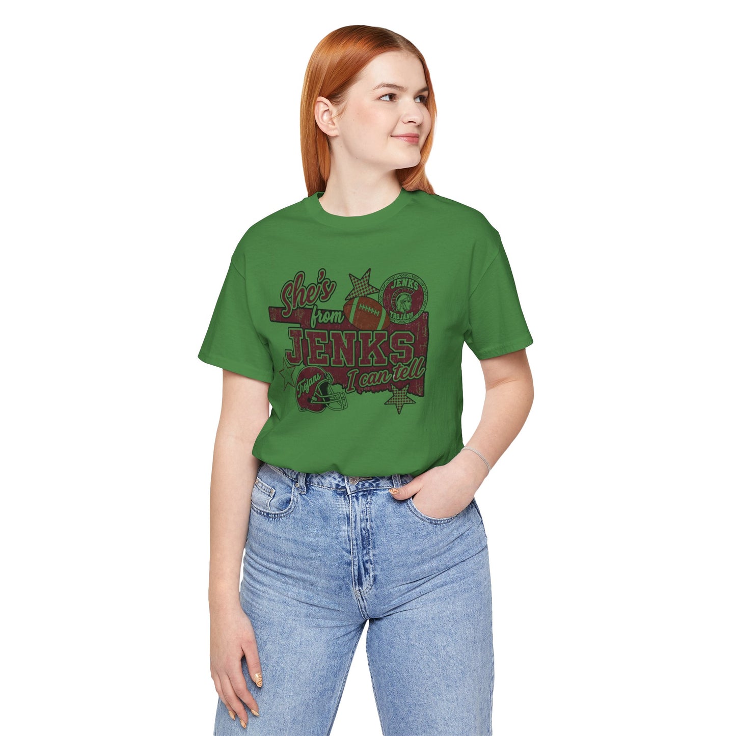 She's from Jenks Tee — Vintage High School Football Graphic T-Shirt