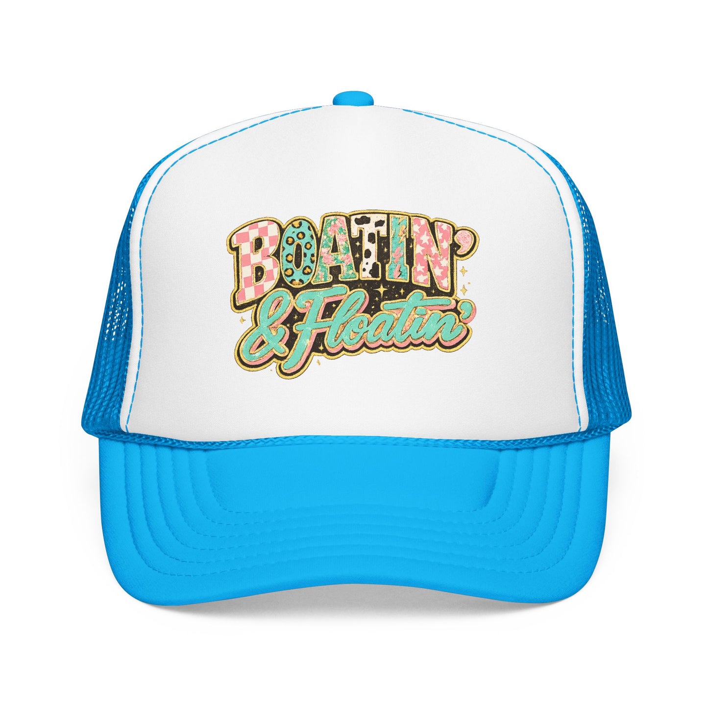 Boatin' & Floatin' Trucker Hat — Retro Floral Pool/Beach Foam Cap