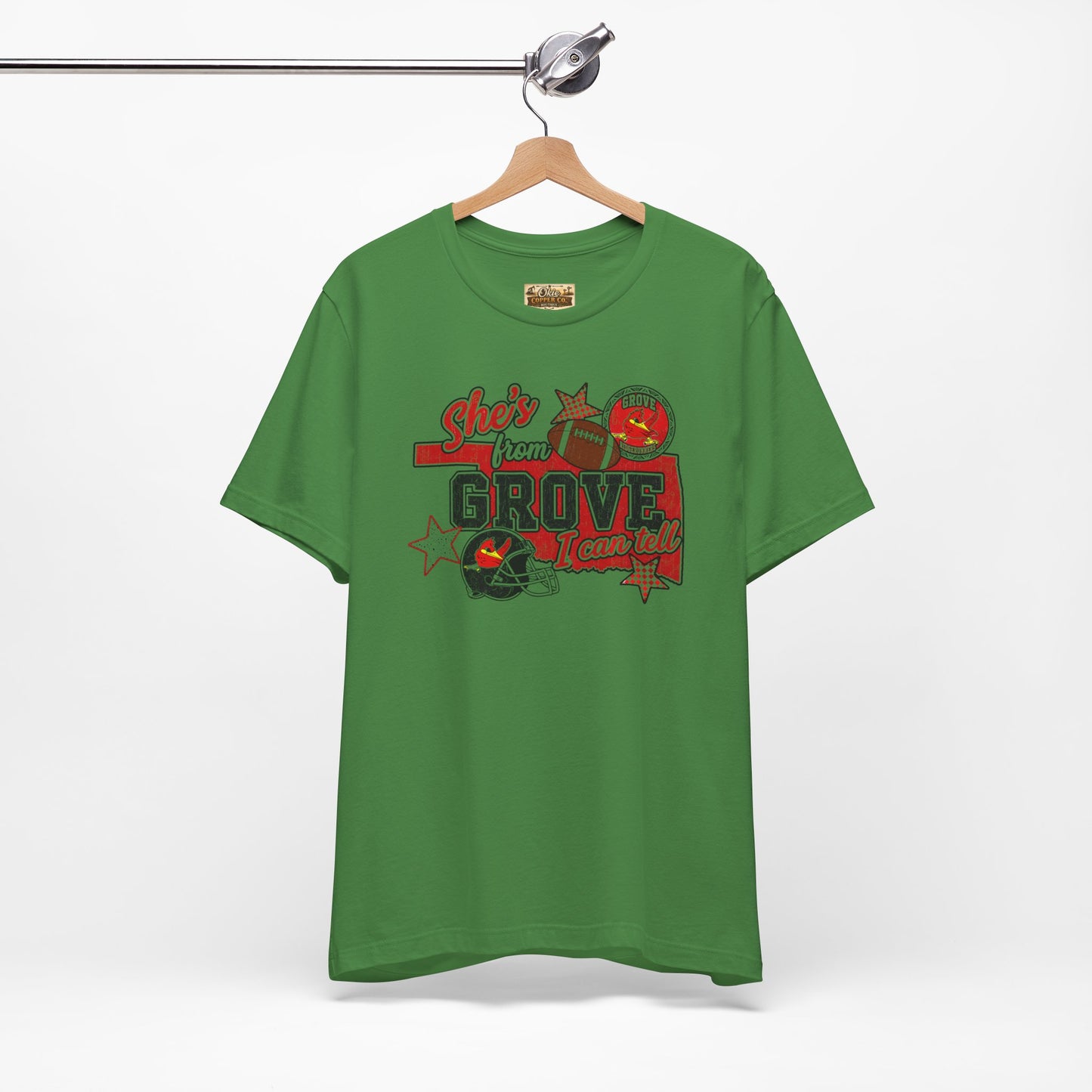She's From Grove I Can Tell T-Shirt — Grove Football Fan Tee