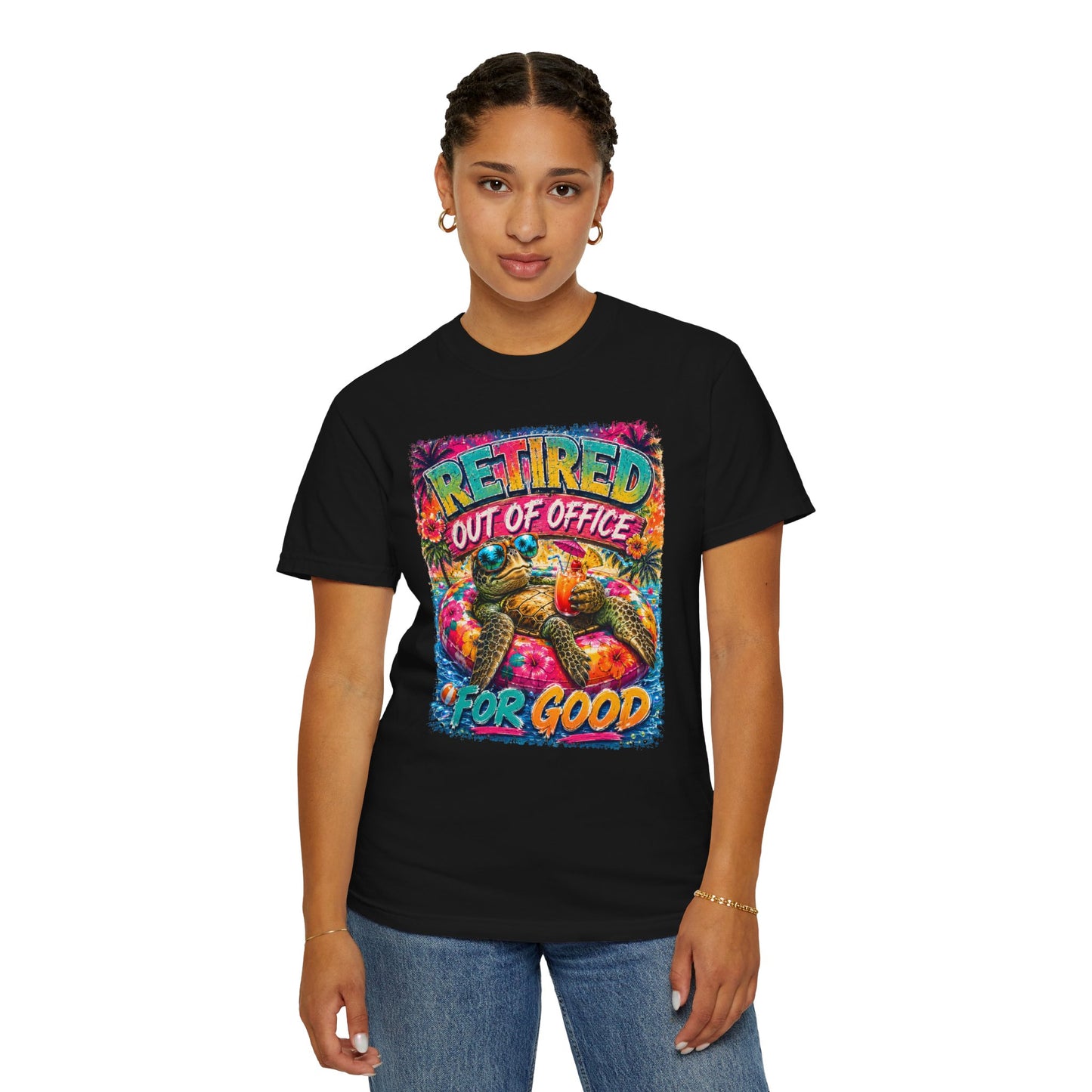 Retired Out of Office For Good T-Shirt — Funny Retirement Turtle Tee