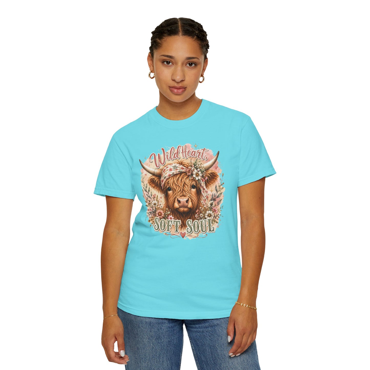 T-Shirt — “Wild Heart, Soft Soul” Highland Cow Graphic Tee