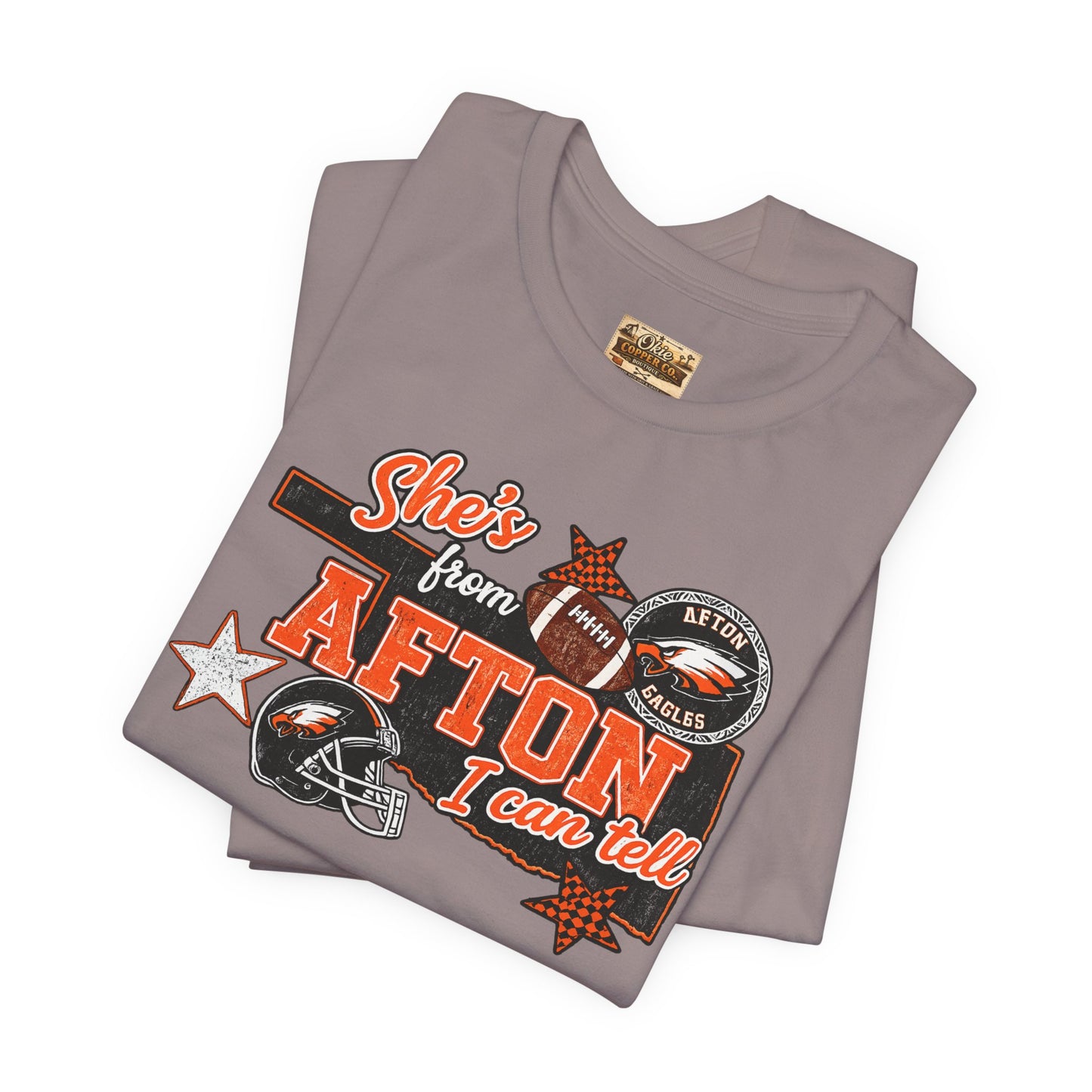 Afton Football Town Retro Graphic Tee — "Shes from Afton I can too"