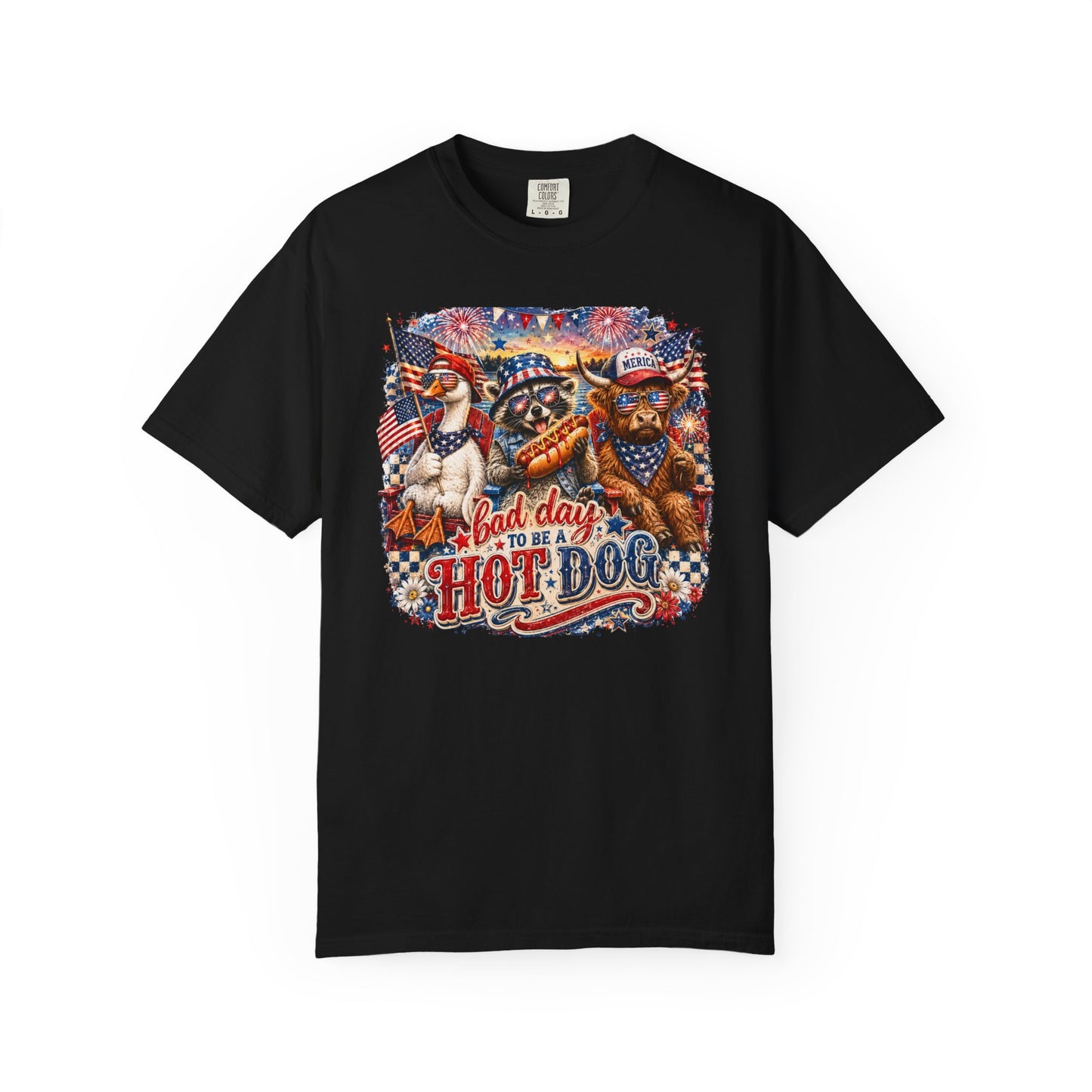 Patriotic 'Born to Be a Hot Dog' Graphic T-Shirt