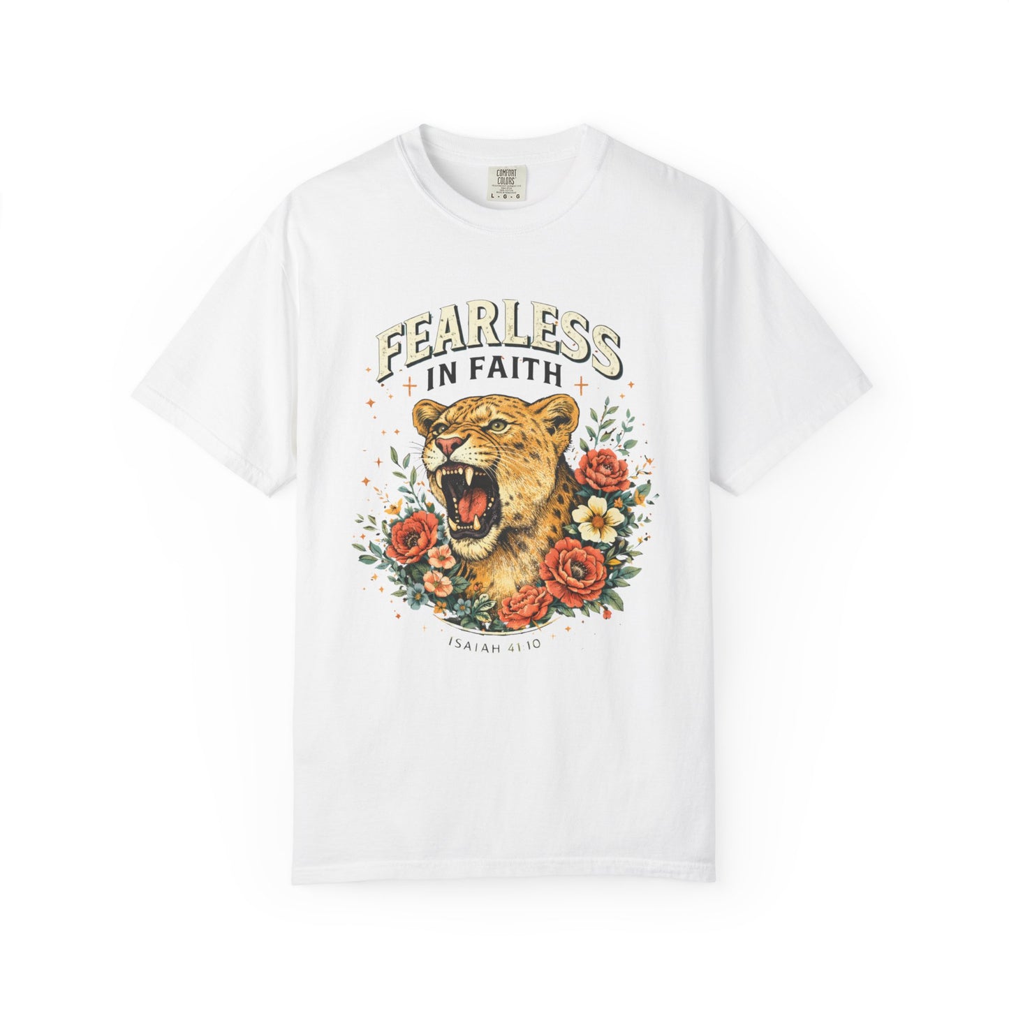 Fearless in Faith Lion T-Shirt — Floral Vintage Christian Graphic Tee