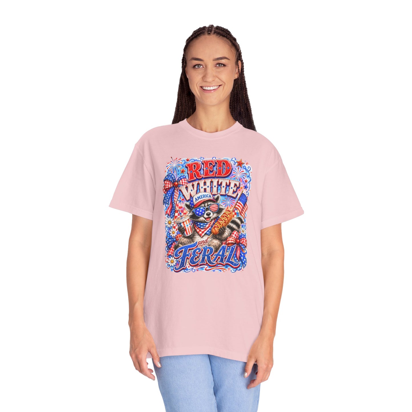 Patriotic "Red White Feral" Graphic T-Shirt