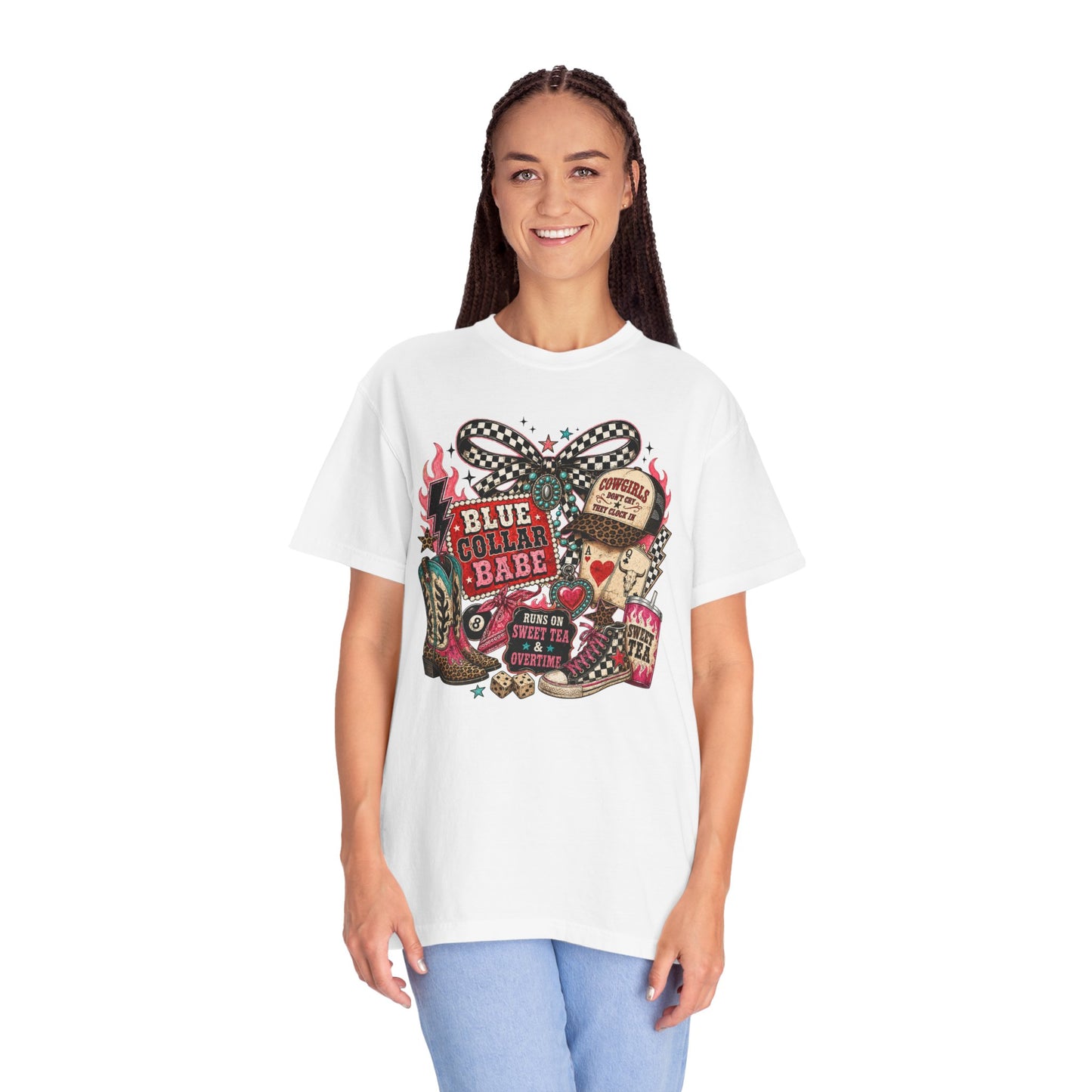 Blue Collar Babe T-Shirt — Retro Cowgirl Graphic Tee