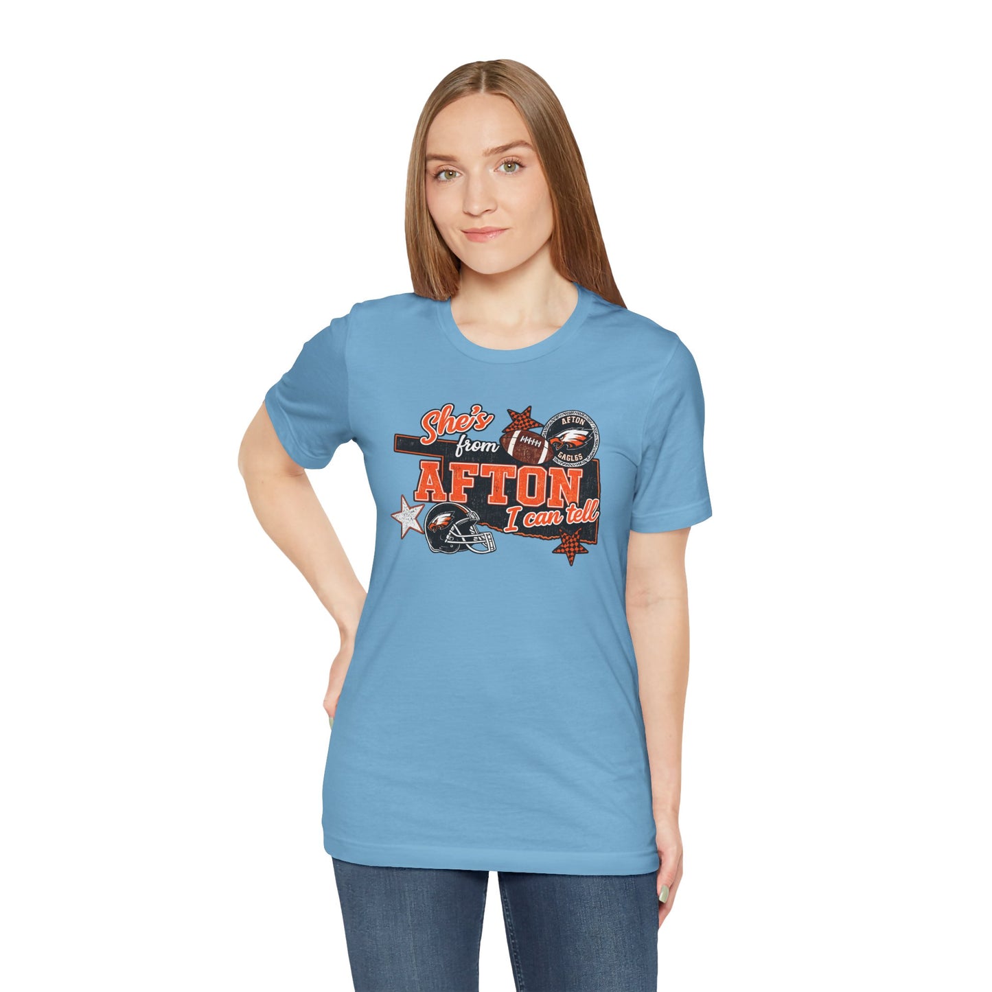 Afton Football Town Retro Graphic Tee — "Shes from Afton I can too"