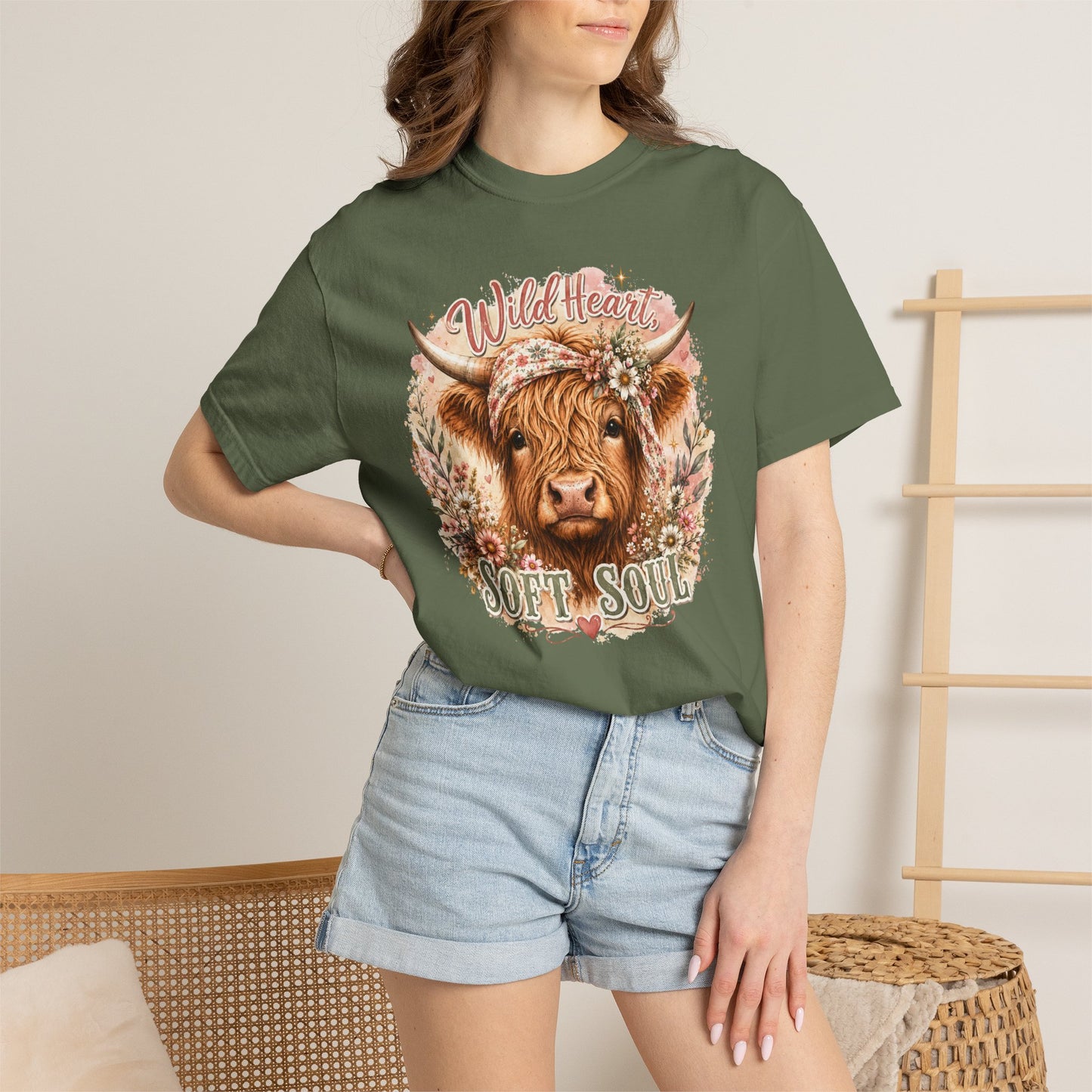 T-Shirt — “Wild Heart, Soft Soul” Highland Cow Graphic Tee