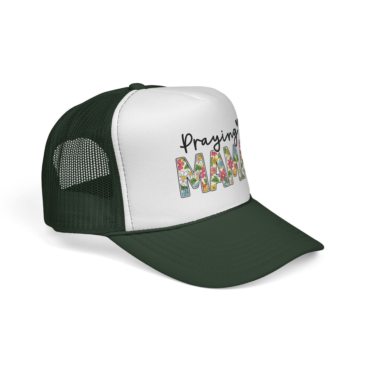 Praying Mama Trucker Hat — Floral ‘Praying Mama’ Mesh Cap for Moms