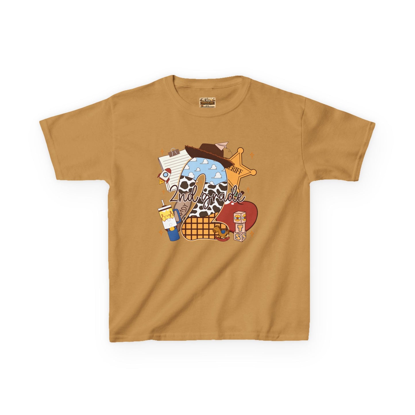 Kids Graphic Tee — Cute Western Sheriff Skull Cowboy Design