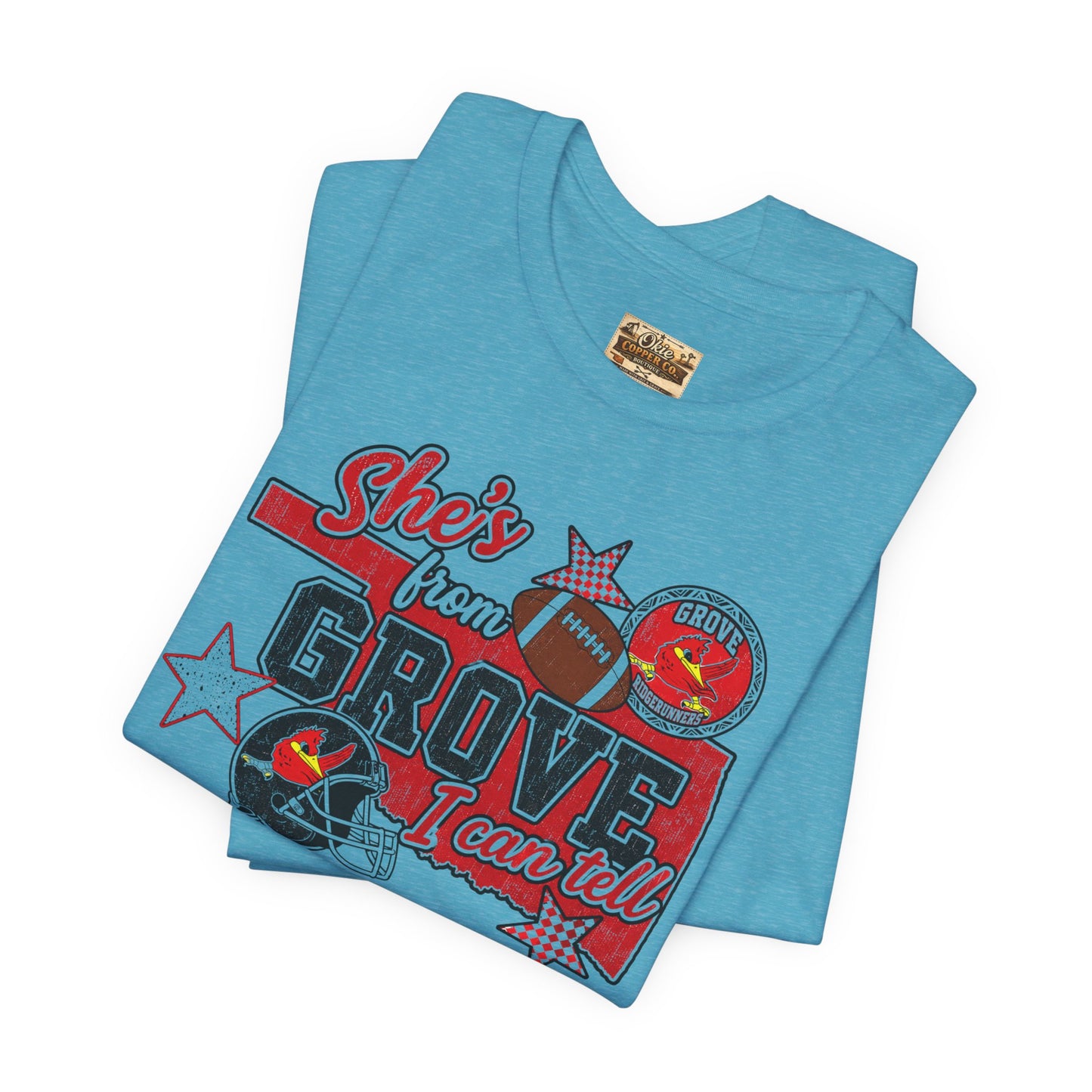 She's From Grove I Can Tell T-Shirt — Grove Football Fan Tee