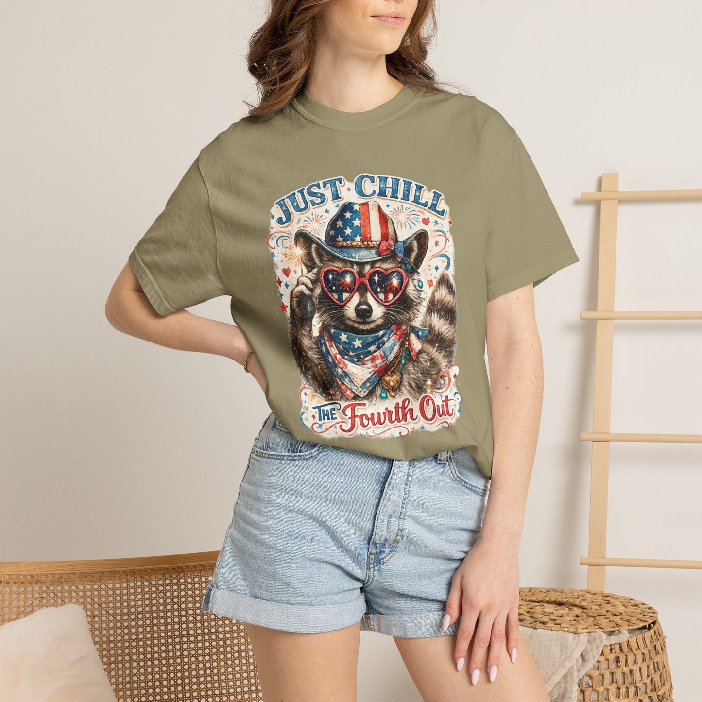 Fourth of July Raccoon T-Shirt — "Just Chill The Fourth Out" Patriotic Tee