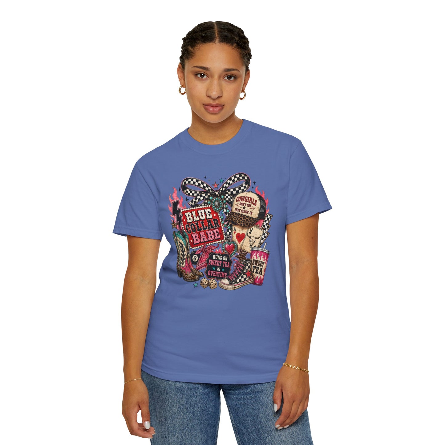 Blue Collar Babe T-Shirt — Retro Cowgirl Graphic Tee