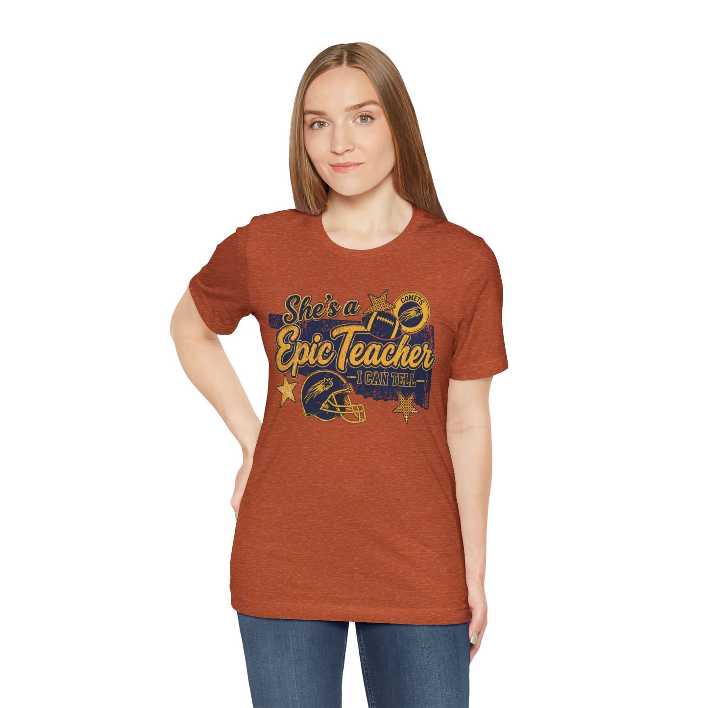Epic Teacher Football T-Shirt — "She's a Epic Teacher" Coach & School Spirit Tee