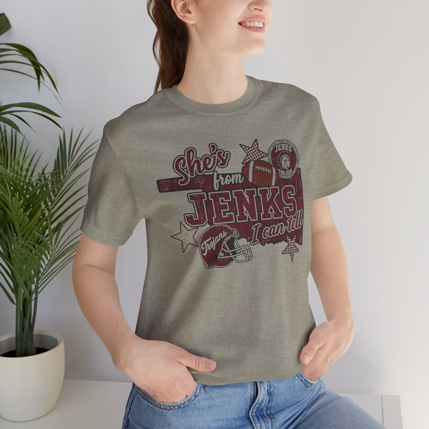 She's from Jenks Tee — Vintage High School Football Graphic T-Shirt