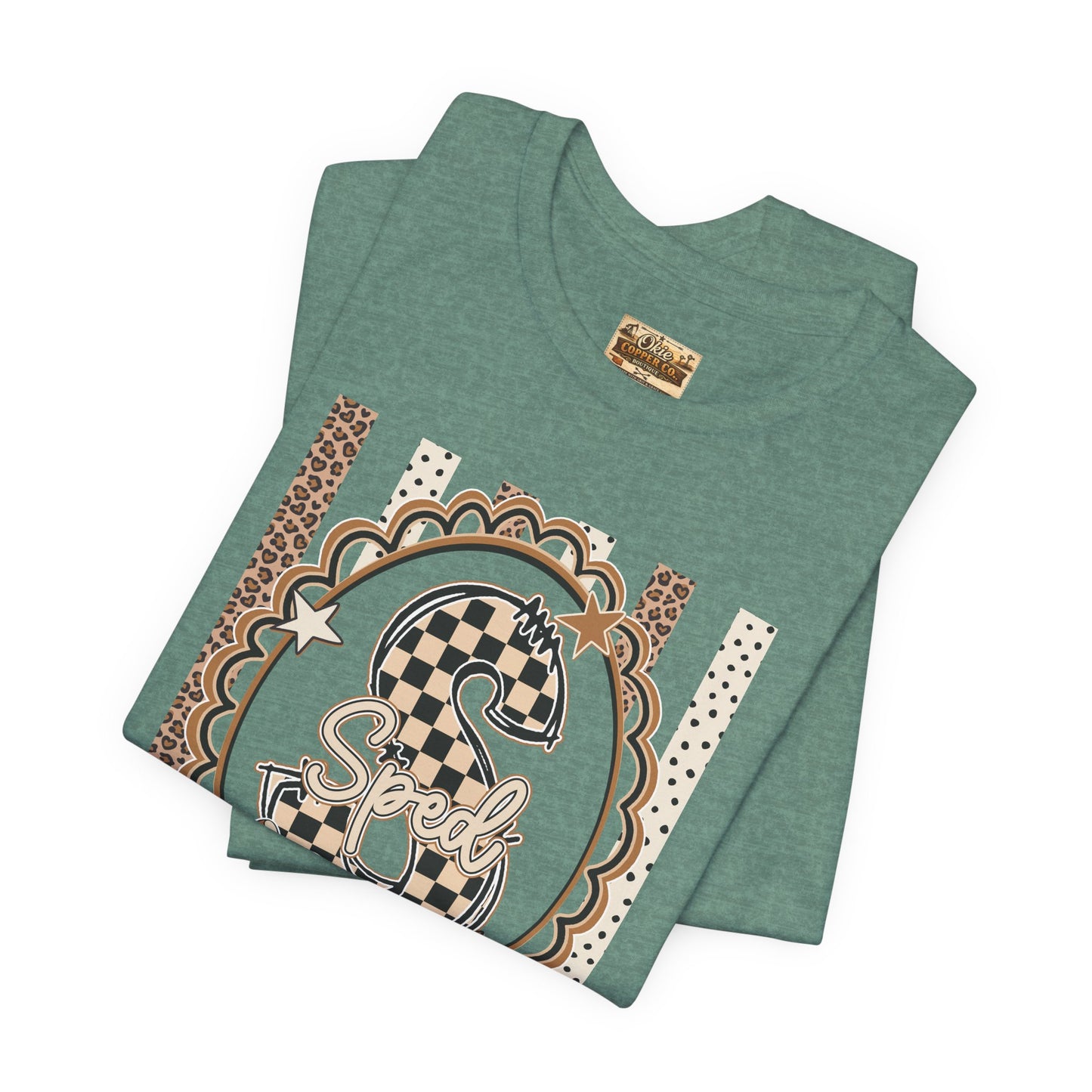 Sped S Monogram Tee — Checkerboard Leopard Graphic T-Shirt
