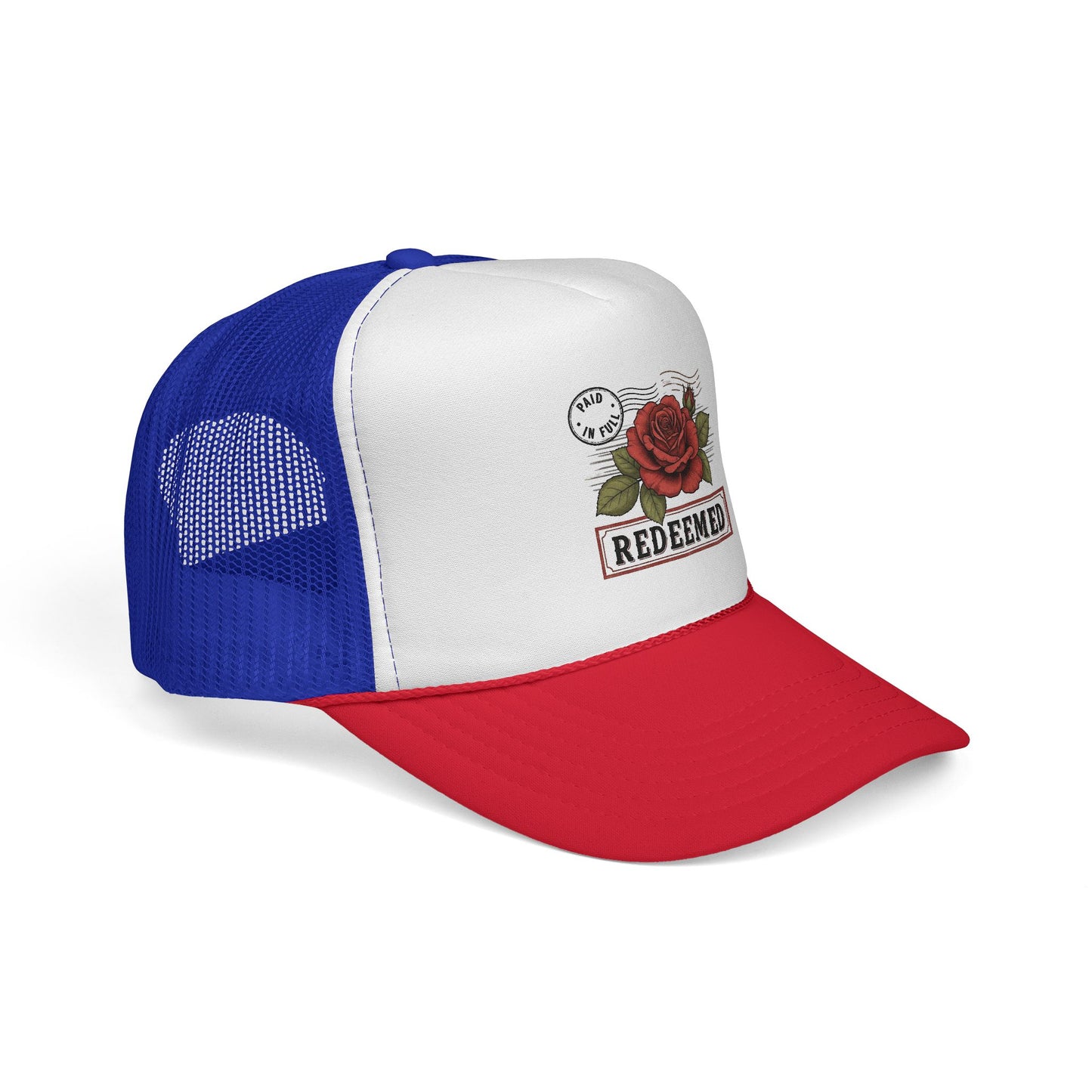 Redeemed Rose Trucker Cap - Vintage Floral Faith Hat