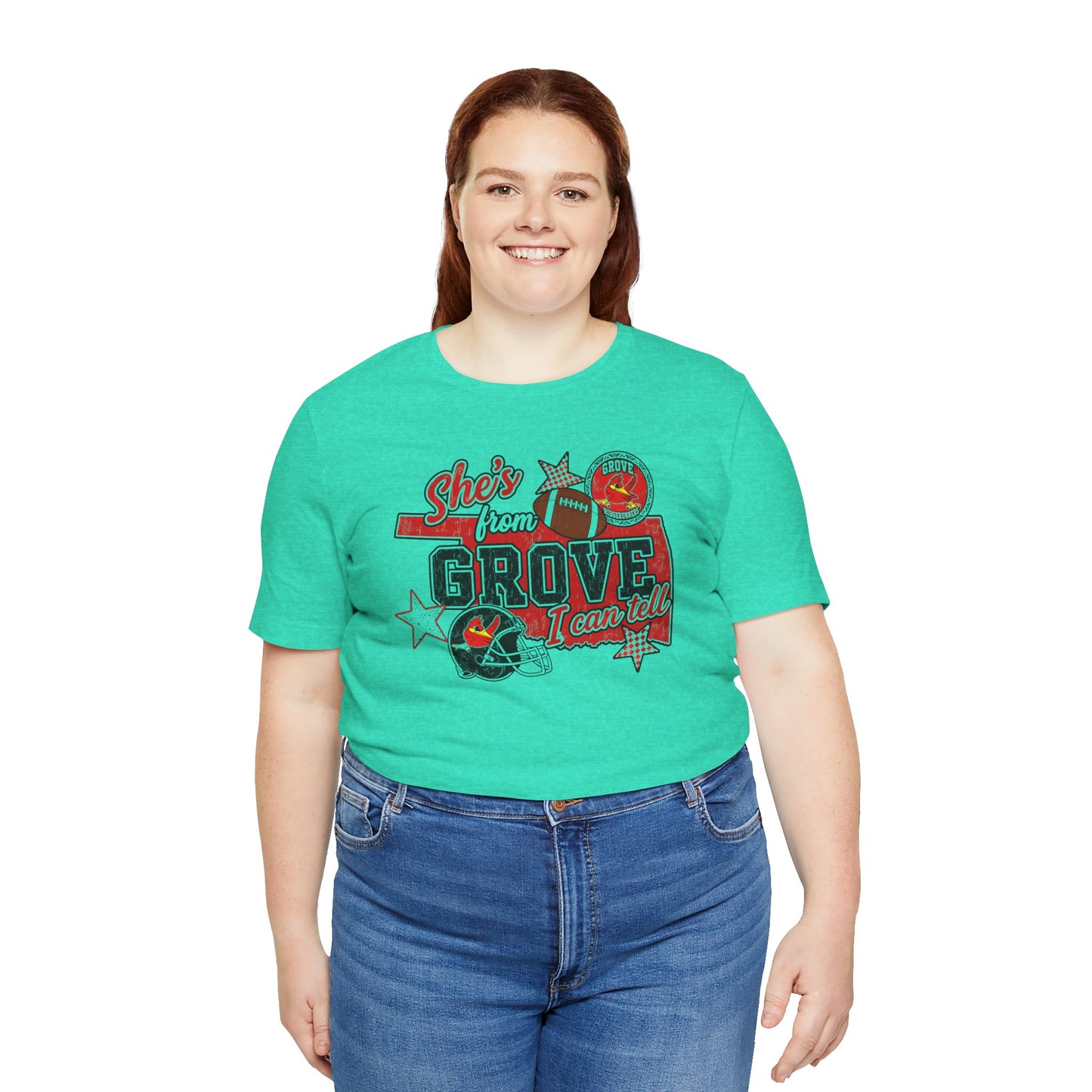 She's From Grove I Can Tell T-Shirt — Grove Football Fan Tee