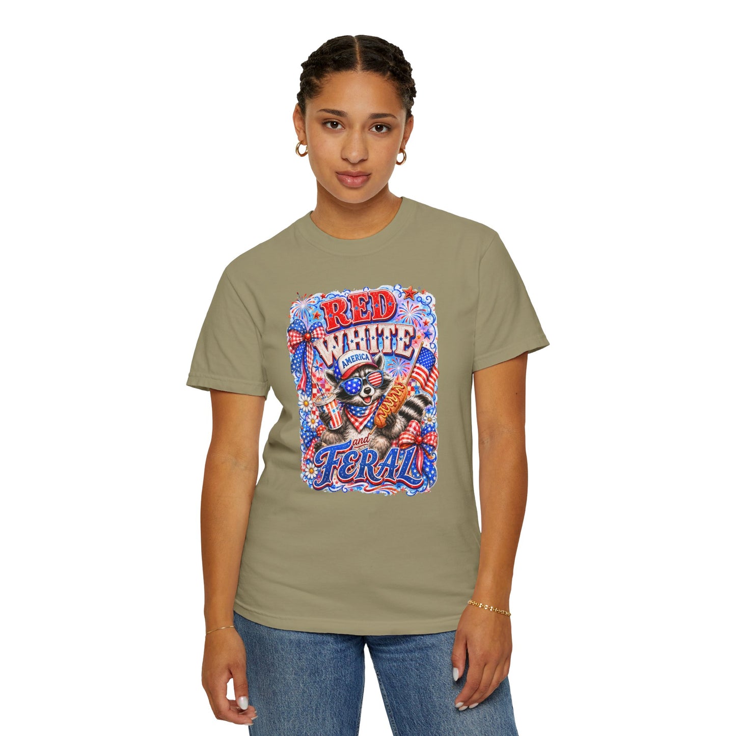 Patriotic "Red White Feral" Graphic T-Shirt