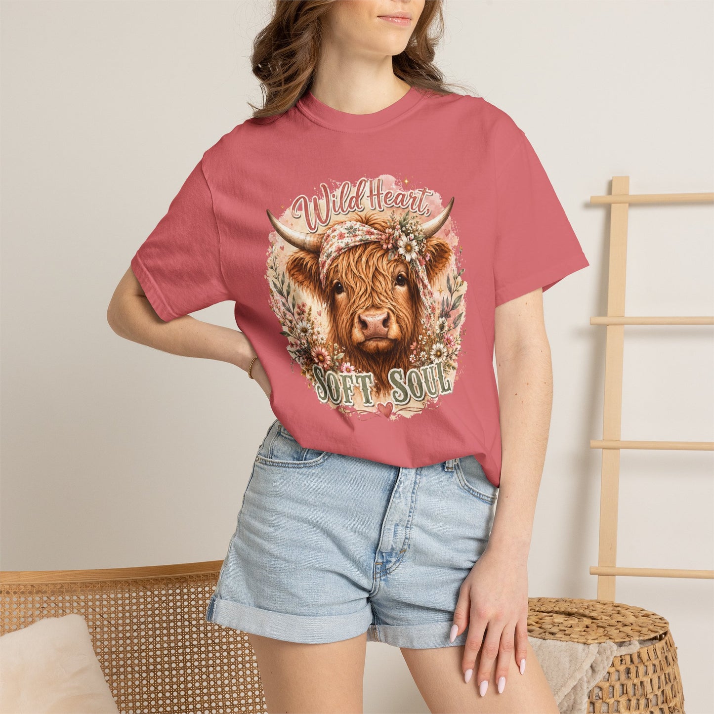 T-Shirt — “Wild Heart, Soft Soul” Highland Cow Graphic Tee