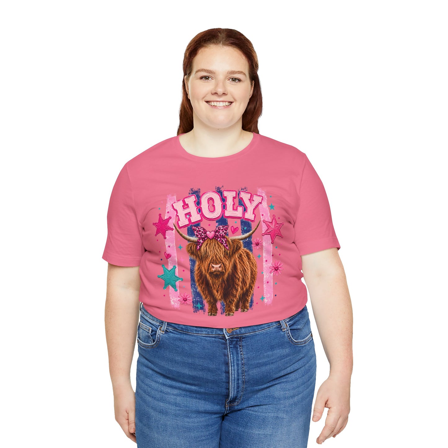 Holy Cow Highland Cow Graphic Tee — Cute Pastel Ranch Shirt
