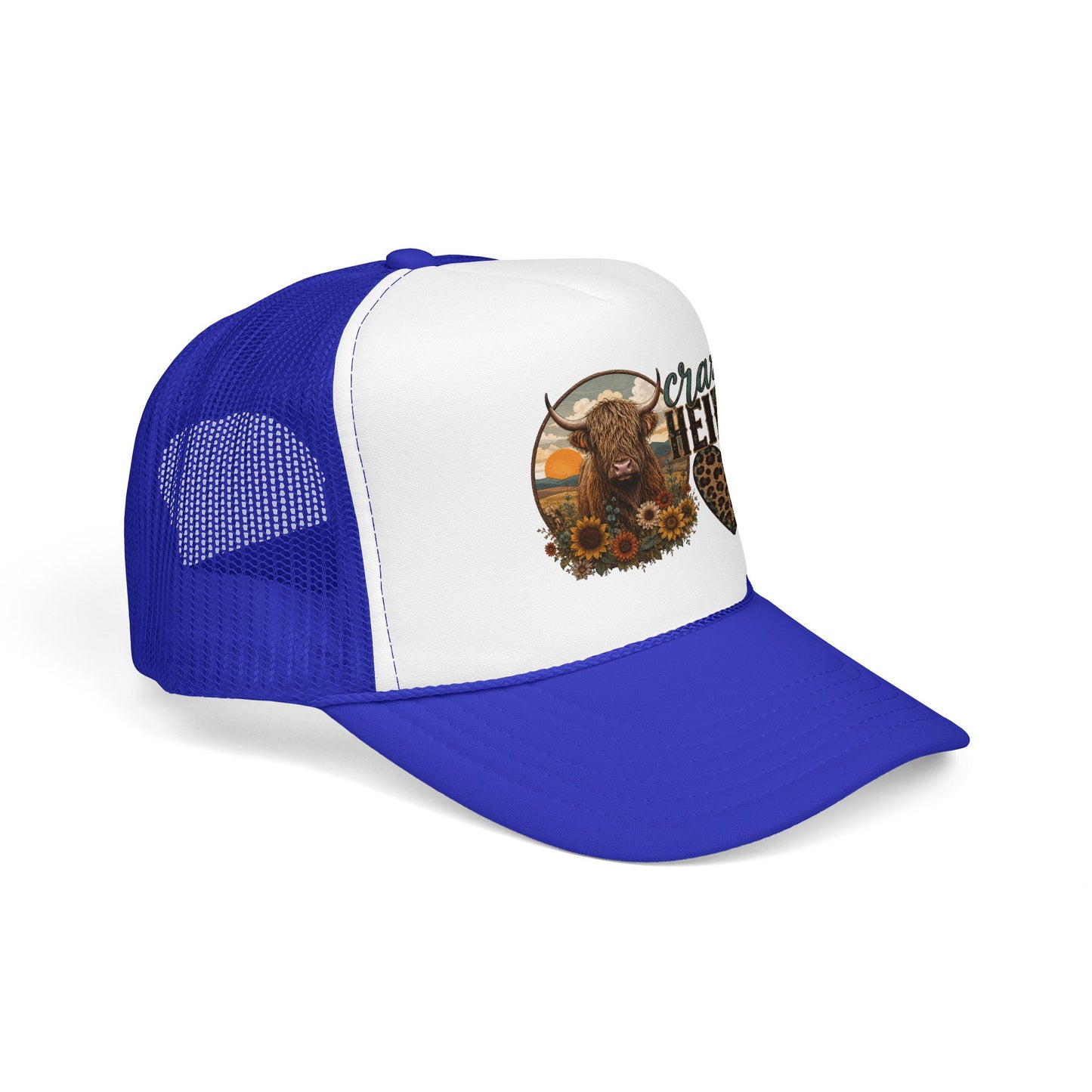 Crazy Heifer Trucker Hat — Sunflower Highland Cow Farm Cap